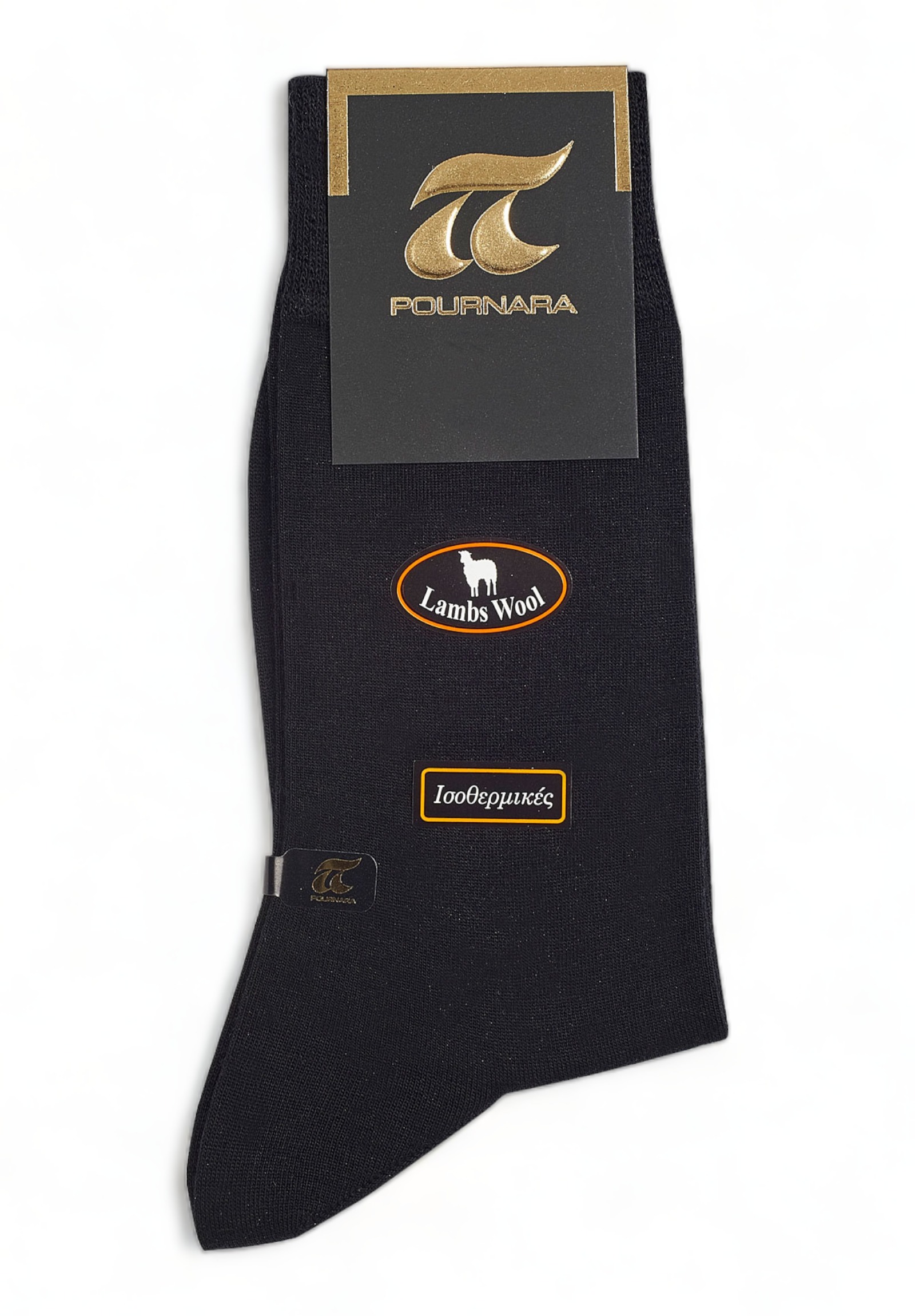Κάλτσα ανδρική μάλλινη ισοθερμική Pournara με ελαστική πλέξη PRN205-Μαύρο φωτογραφία