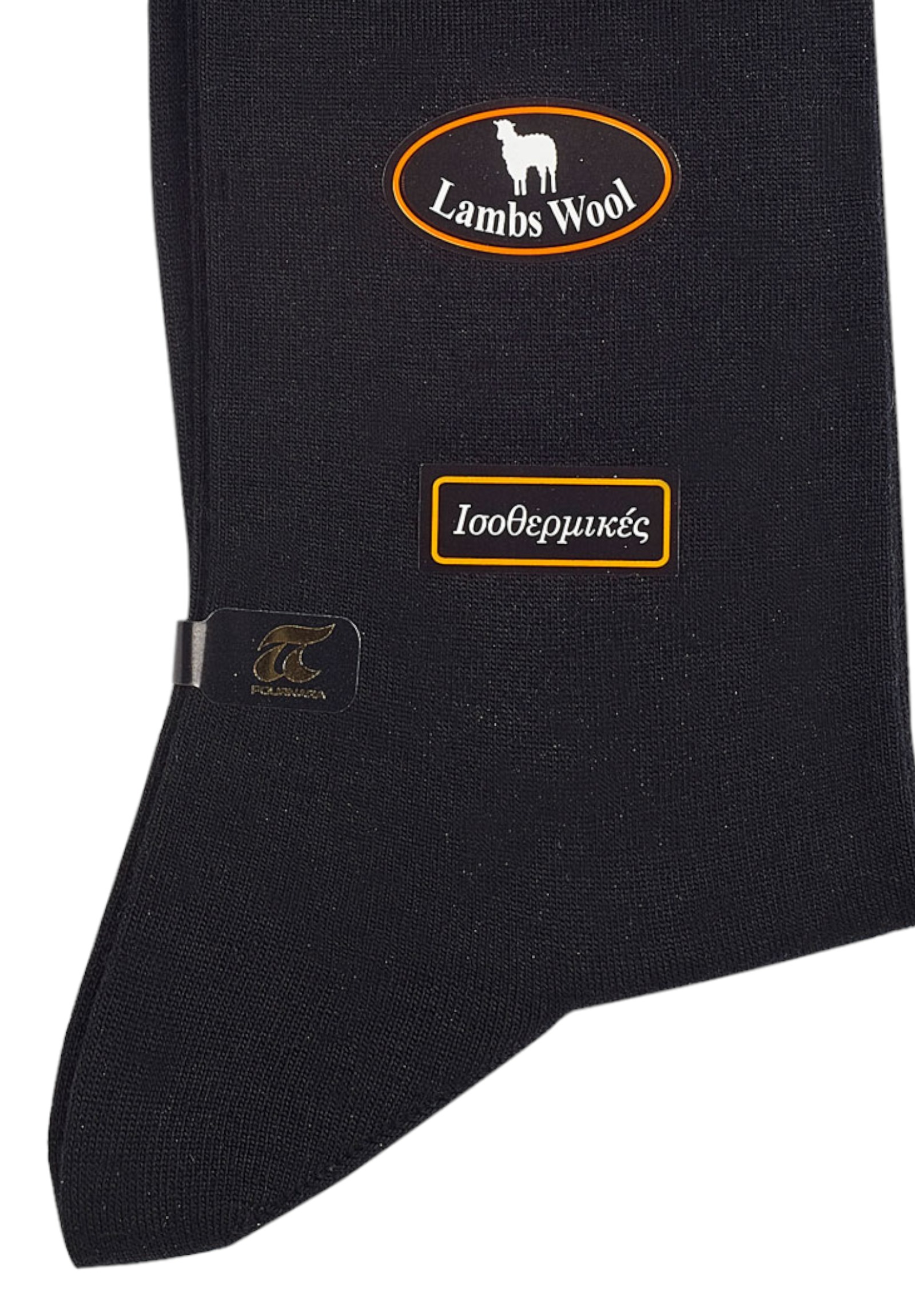 Κάλτσα ανδρική μάλλινη ισοθερμική Pournara με ελαστική πλέξη PRN205-Μαύρο φωτογραφία