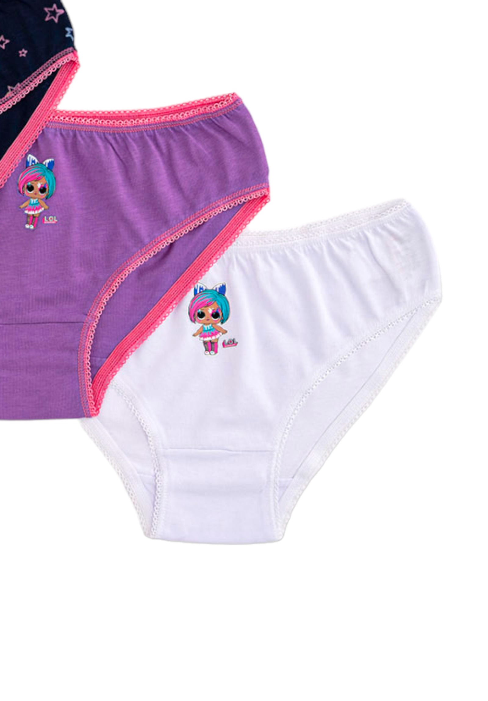 Σλιπάκια για κορίτσια βαμβακερά Rolypoly LOL σε οικονομικό πακέτο 3 τεμαχίων MI0053-Πολύχρωμο φωτογραφία