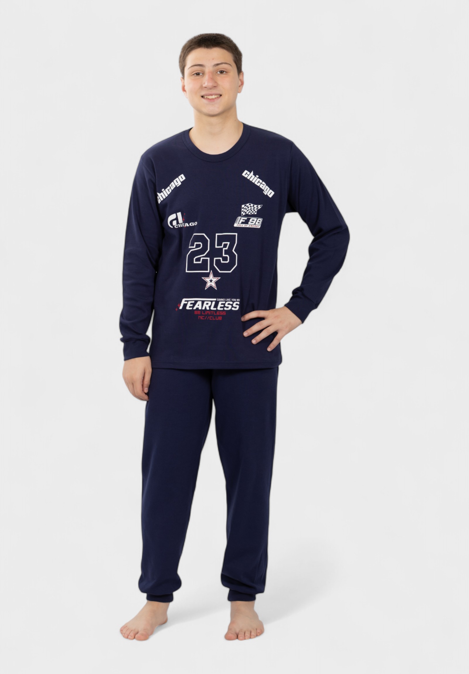 Εφηβική Πιτζάμα Nina Club Fearless Μπλέ 100% Βαμβακερή NC26510-2-Μπλε φωτογραφία