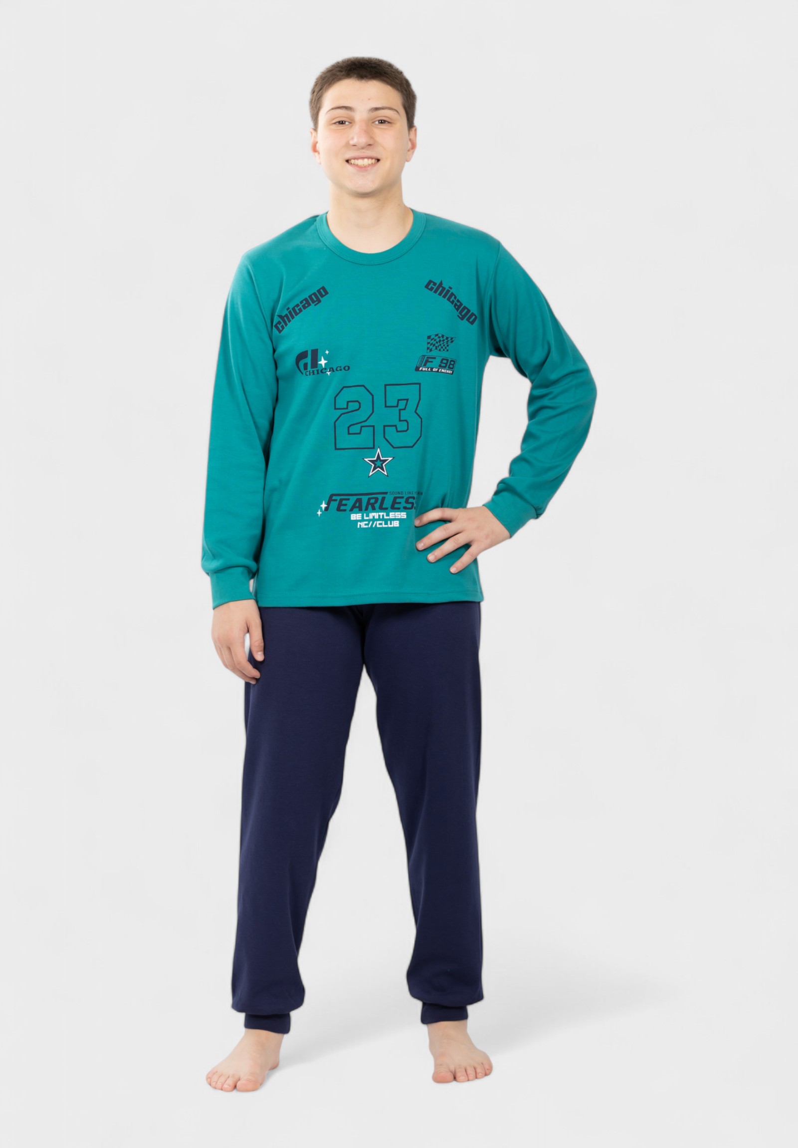 Εφηβική Πιτζάμα Nina Club Fearless Πετρόλ 100% Βαμβακερή NC26510-1-Πετρόλ φωτογραφία