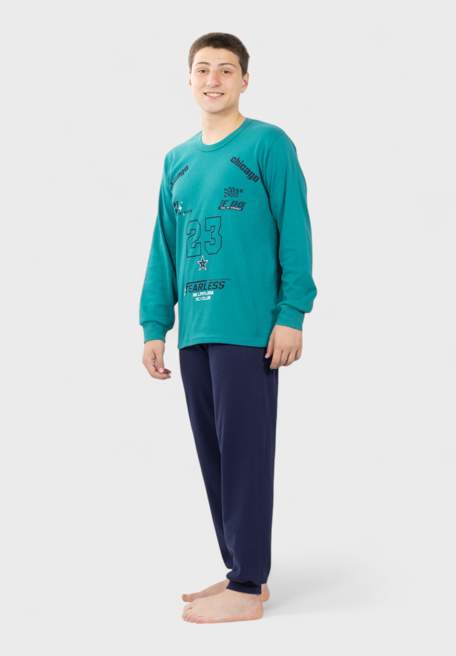 Εφηβική Πιτζάμα Nina Club Fearless Πετρόλ 100% Βαμβακερή NC26510-1-Πετρόλ φωτογραφία