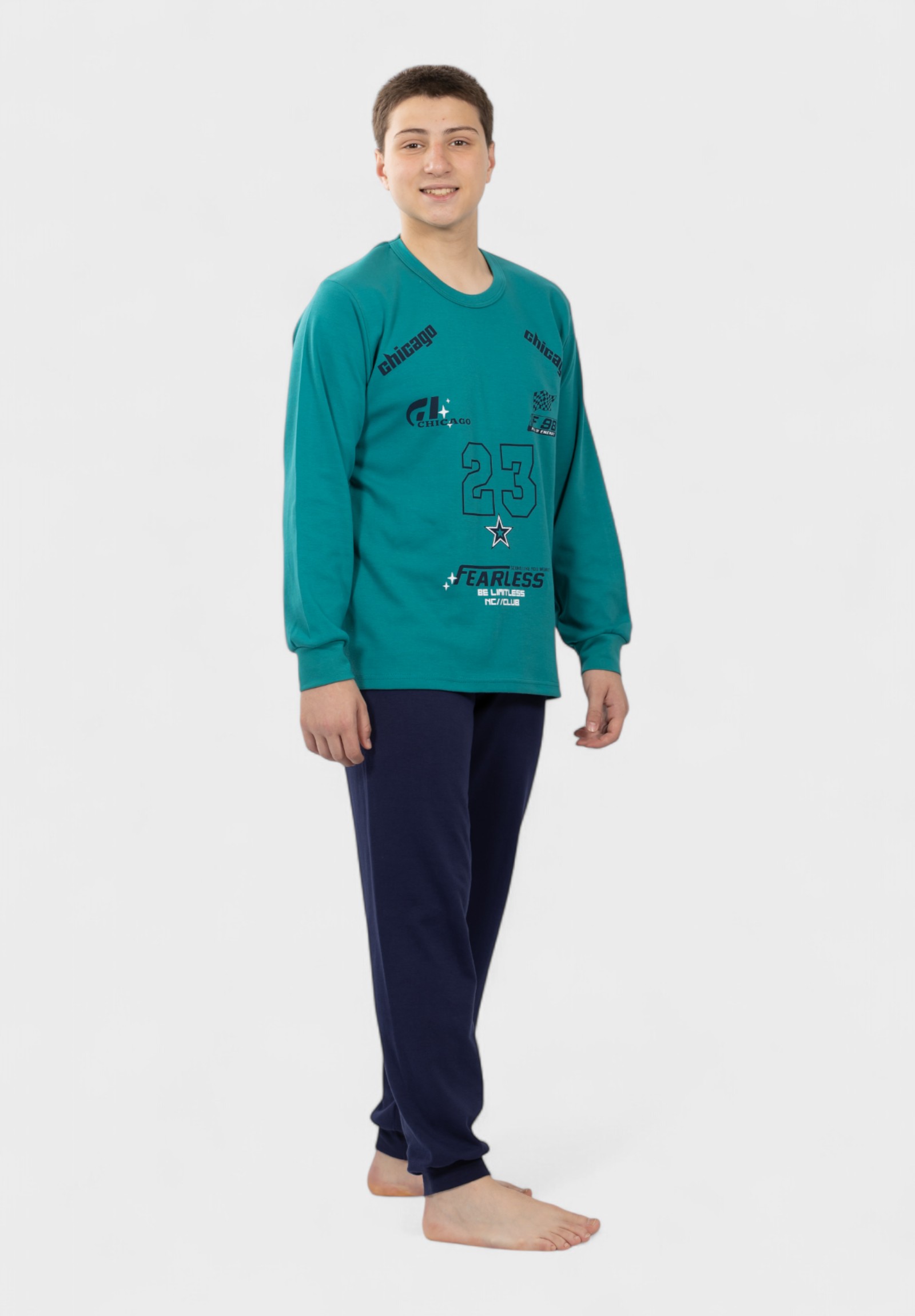 Εφηβική Πιτζάμα Nina Club Fearless Πετρόλ 100% Βαμβακερή NC26510-1-Πετρόλ φωτογραφία