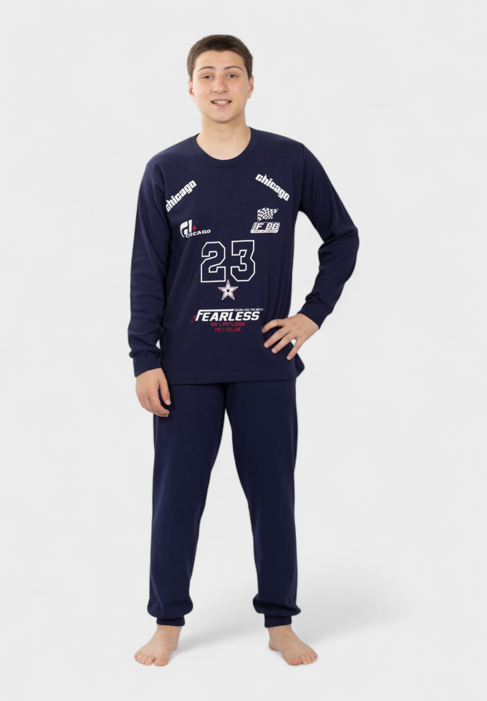 Nina Club Εφηβική Πιτζάμα Nina Club Fearless Μπλέ 100% Βαμβακερή NC26510-2-Μπλε