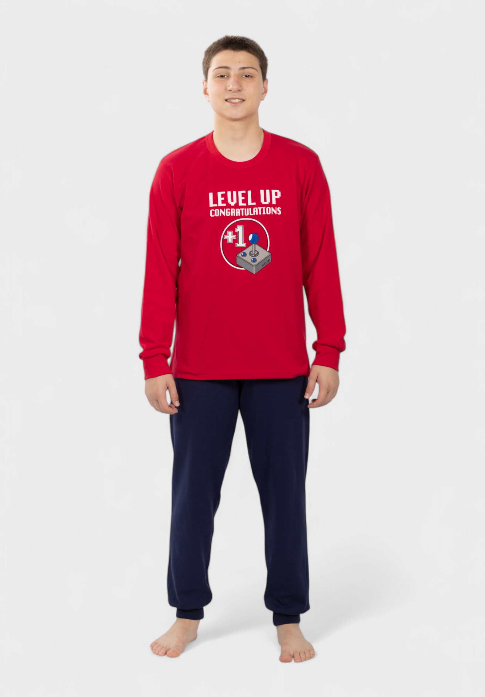 Εφηβική Πιτζάμα Nina Club Level Up Κόκκινη 100% Βαμβακερή NC26512-1-Κόκκινο φωτογραφία