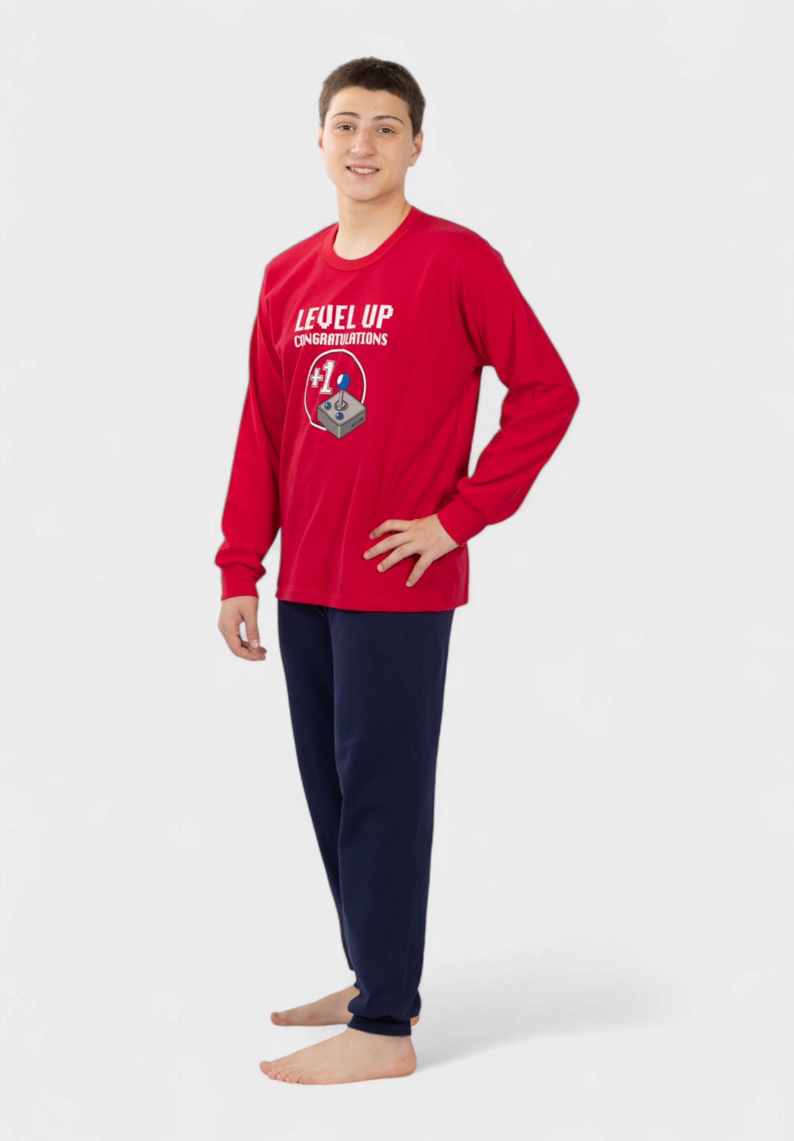 Εφηβική Πιτζάμα Nina Club Level Up Κόκκινη 100% Βαμβακερή NC26512-1-Κόκκινο φωτογραφία