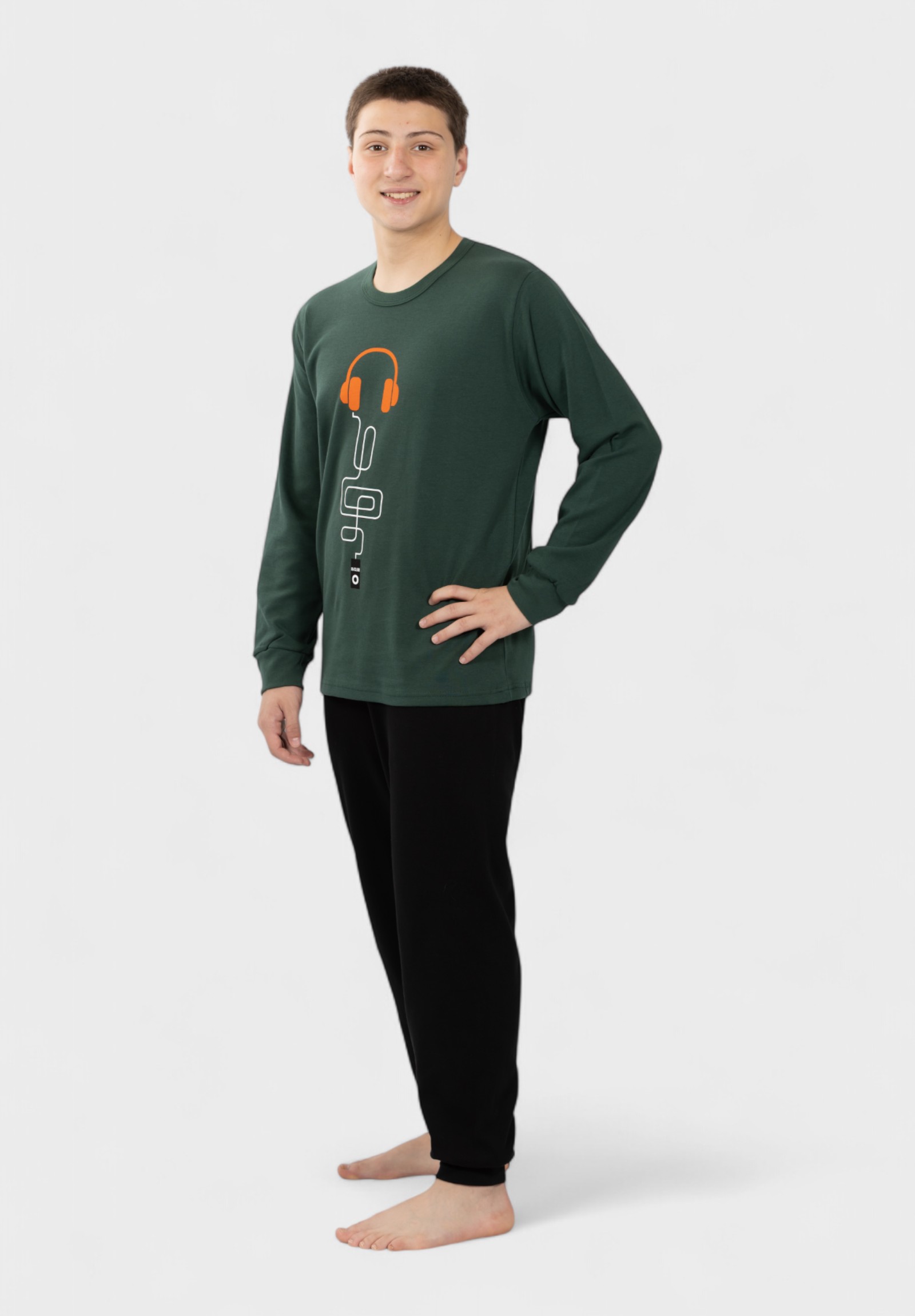 Εφηβική Πιτζάμα Nina Club Music Πράσινη – 100% Βαμβακερή NC26514-1-Πράσινο φωτογραφία