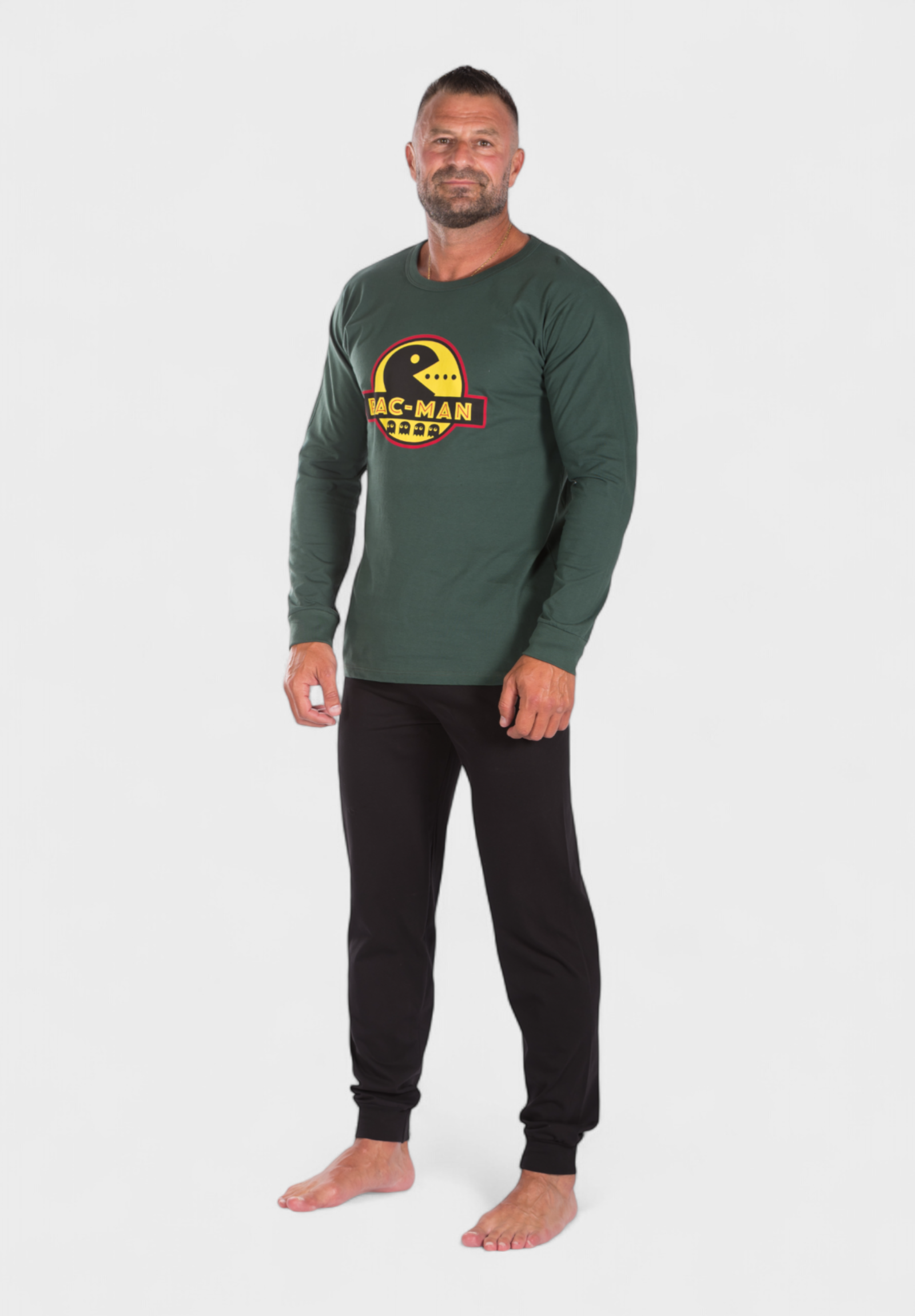 Πιτζάμα ανδρική βαμβακερή Nina Club Pac - Man Green NC26590-2-Λαδί φωτογραφία