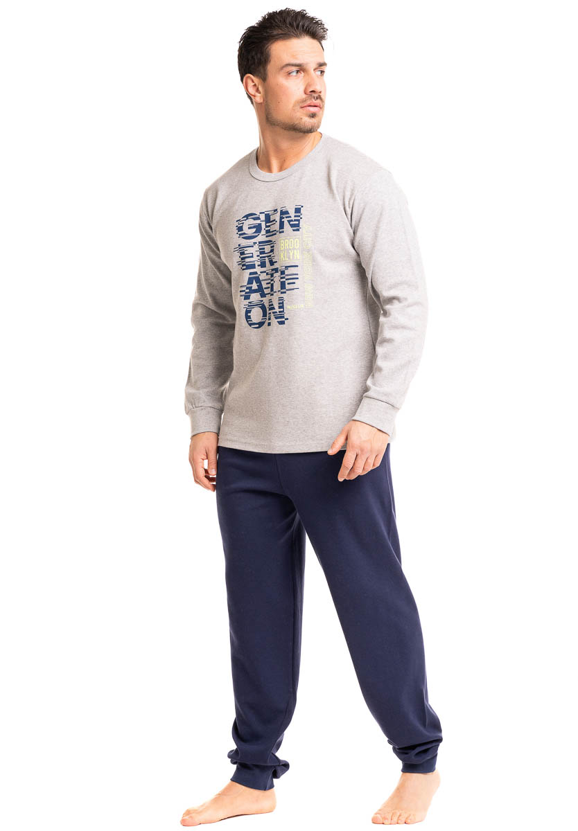 Πιτζάμα ανδρική βαμβακερή Nina Club Brooklyn NC497-Γκρι φωτογραφία