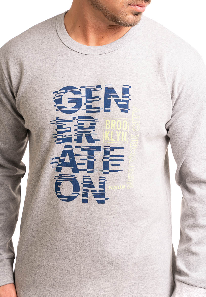 Πιτζάμα ανδρική βαμβακερή Nina Club Brooklyn NC497-Γκρι φωτογραφία