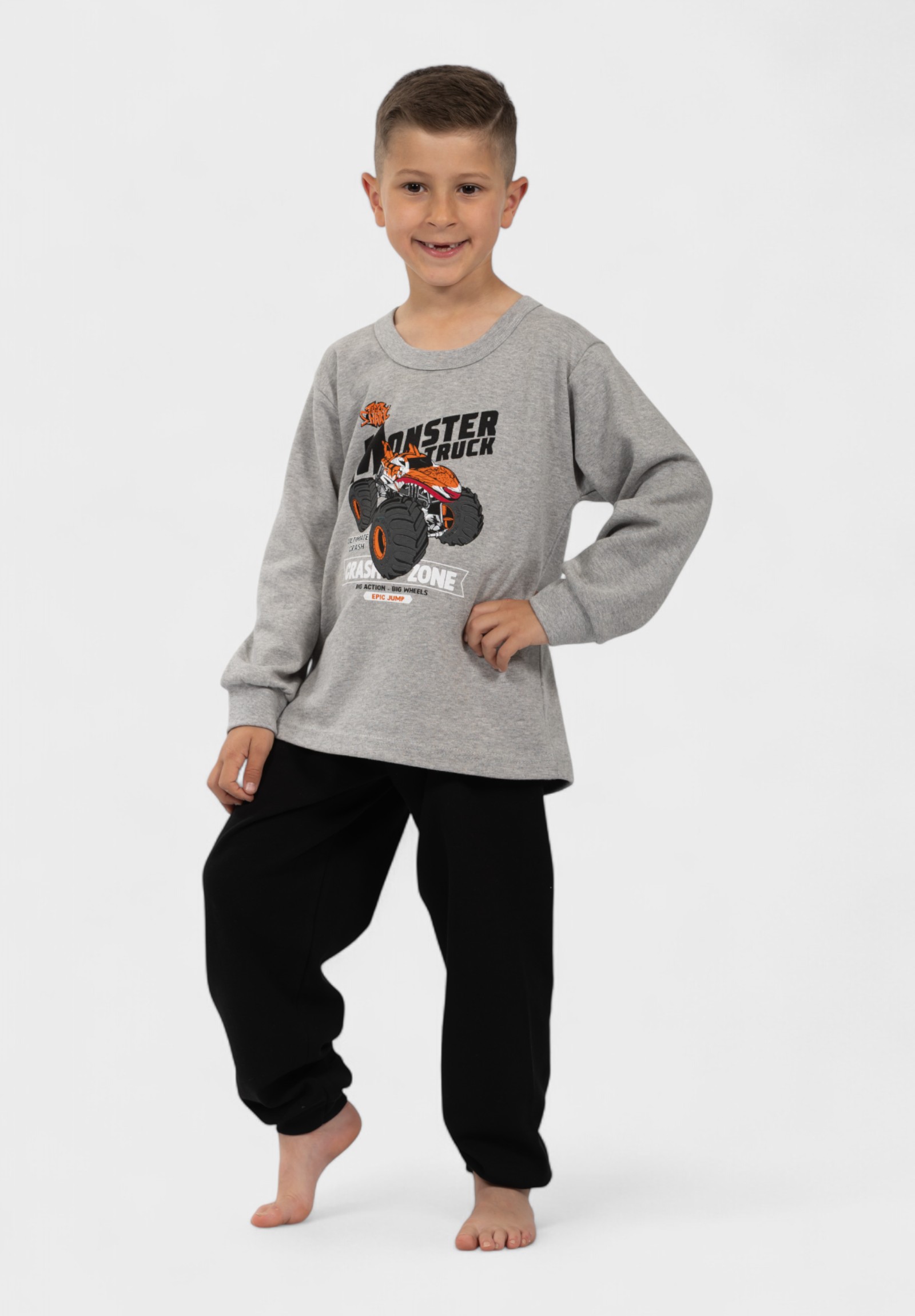 Παιδική Πιτζάμα Monster Truck Nina Club Γκρί| 100% Βαμβακερή NC26347-2-Γκρι φωτογραφία