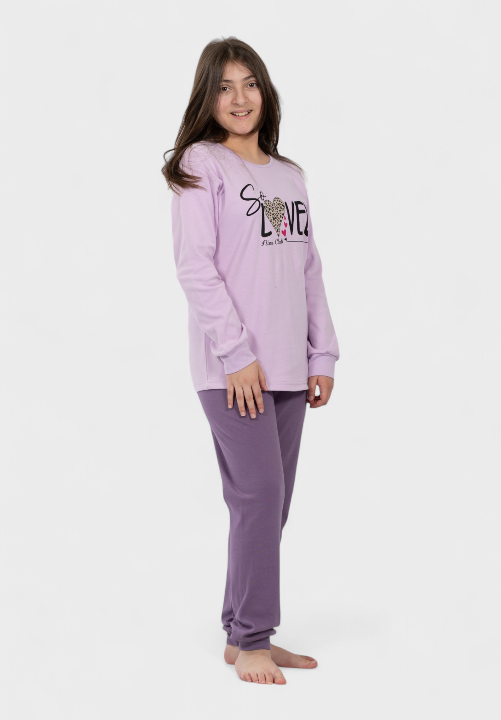 Εφηβική Πιτζάμα So Loved Λιλά Nina Club | 100% Βαμβάκι NCK26630-1-Λιλά φωτογραφία