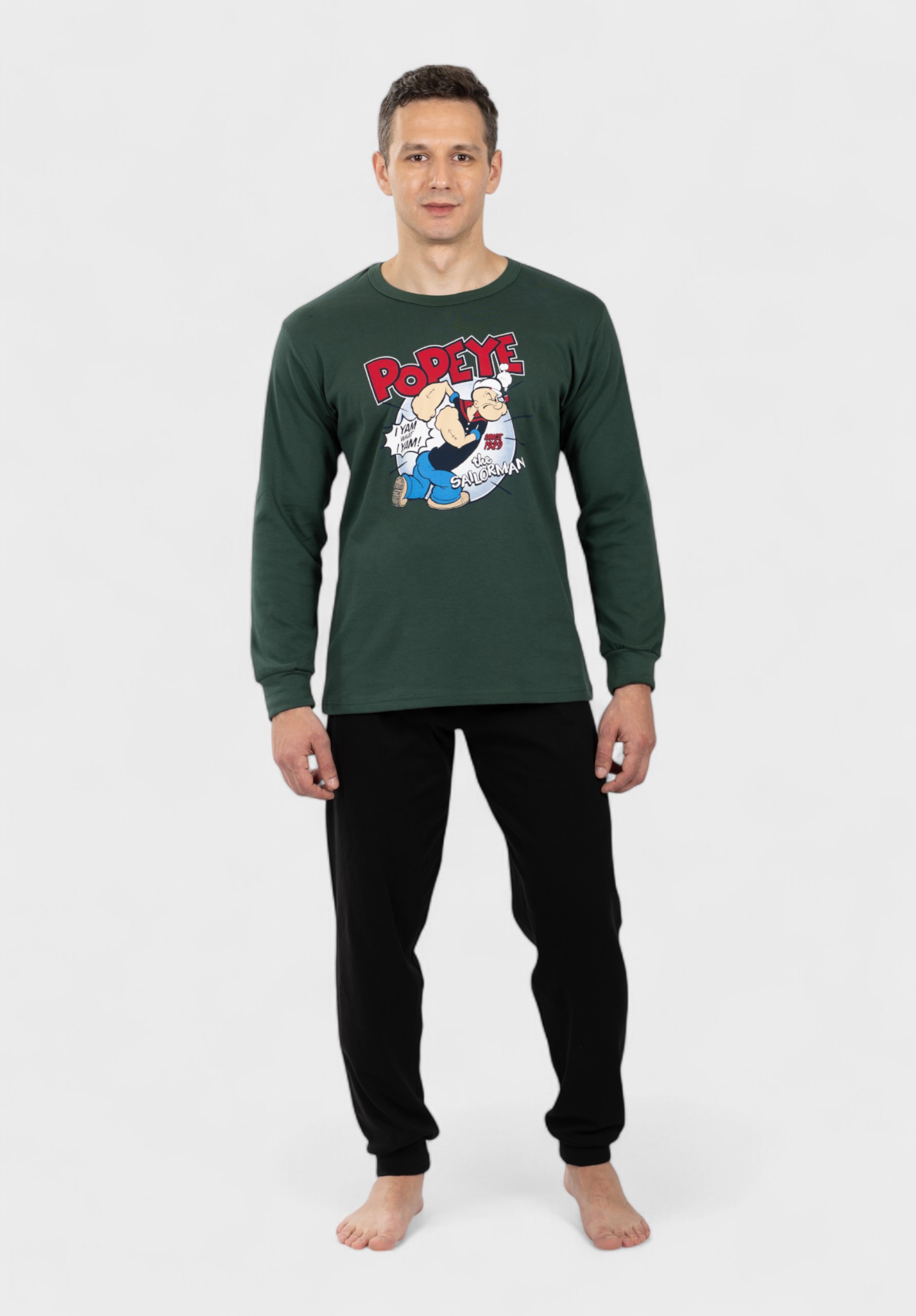 Nina Club Πιτζάμα Ανδρική Nina Club "Popeye" - Πράσινο/Μαύρο, 100% Βαμβάκι NCM26704-2-Πράσινο