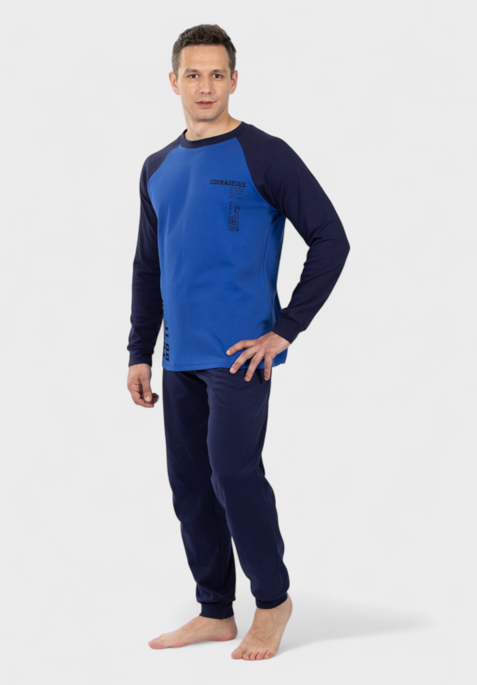 Ανδρική Πιτζάμα Nina Club You Can Do It Μπλε 100% Βαμβάκι NCM26715-1-Μπλε φωτογραφία