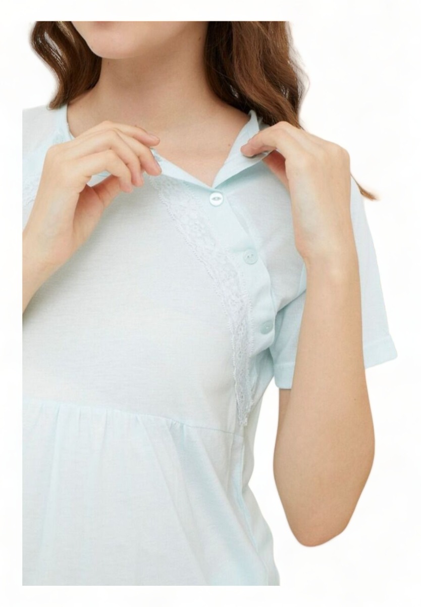 Πιτζάμα εγκυμοσύνης με ρόμπα Pijamood Blue Dots PJMD2113-Γαλάζιο φωτογραφία