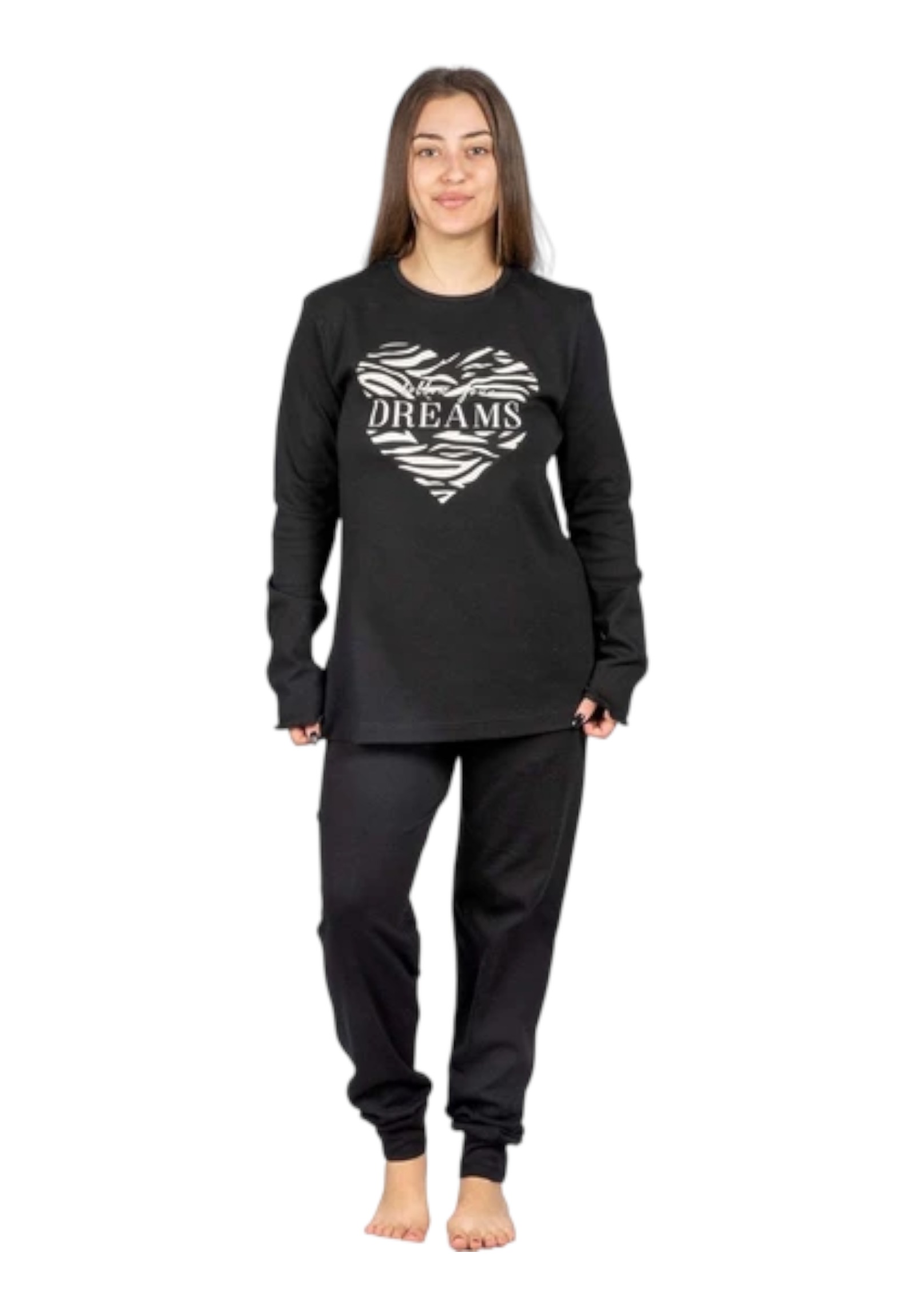 Nina Club Πιτζάμα εφηβική βαμβακερή Nina Club Dreams NC630DR-Μαύρο