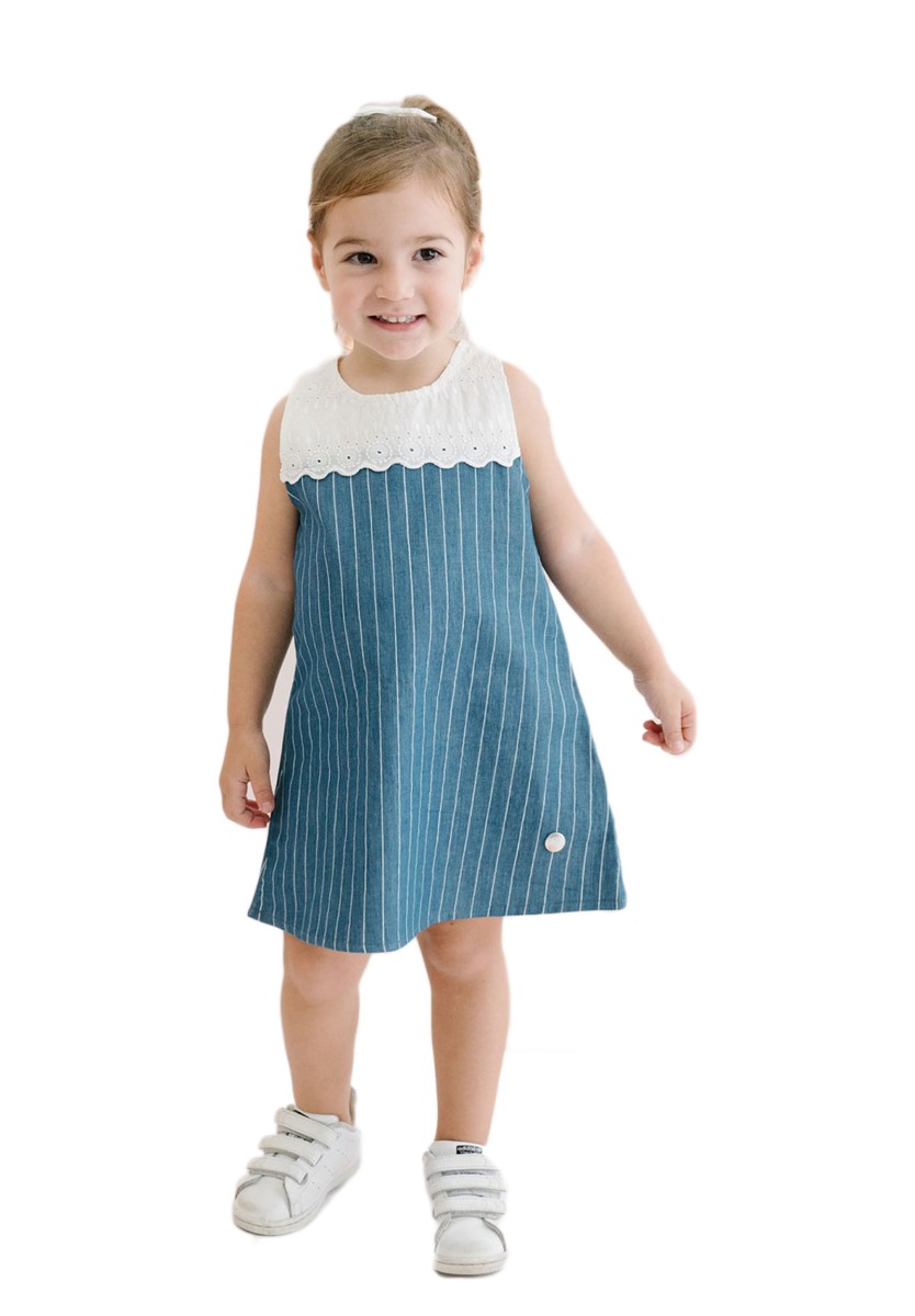 Panolino Φορεματάκι παιδικό τζιν με δαντελίτσα PN15359