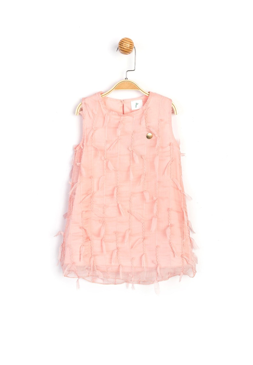 Φορεματάκι παιδικό ροζ με κροσάκια PN15881 φωτογραφία