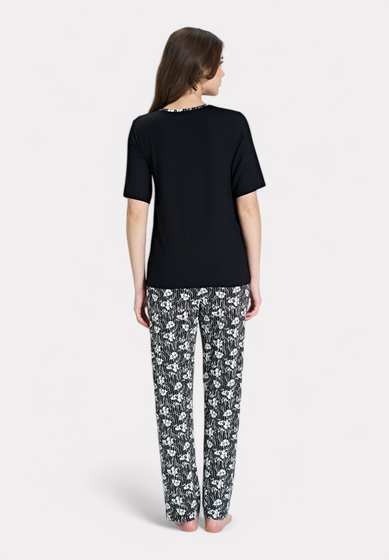 Πιτζάμα Viscose Pijadore με μακρύ παντελόνι μαύρη PJDR1839-Μαύρο φωτογραφία