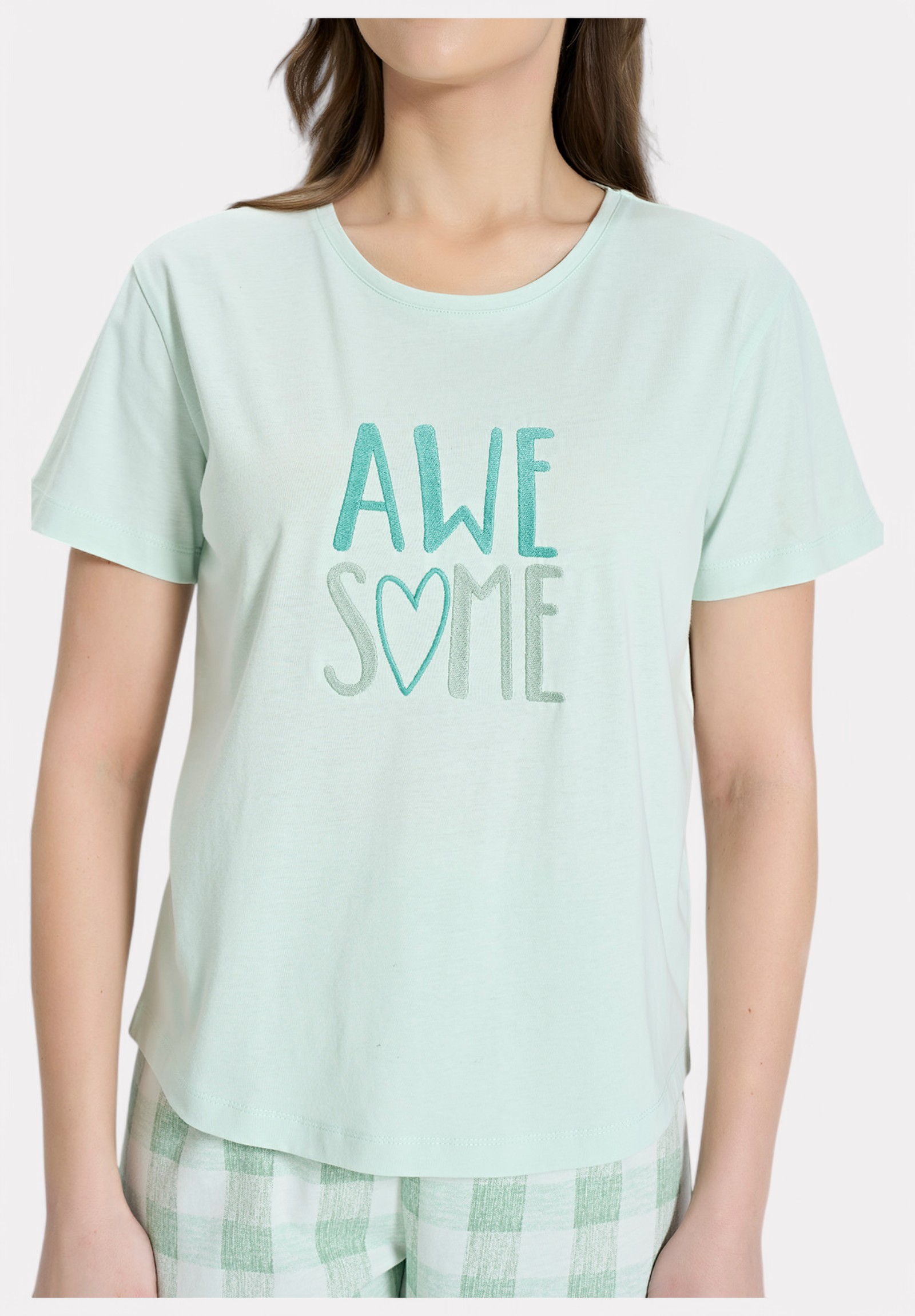 Πιτζάμα βαμβακερή Pijadore Awesome Φυστικί PJDR1854-2-Φυστικί φωτογραφία