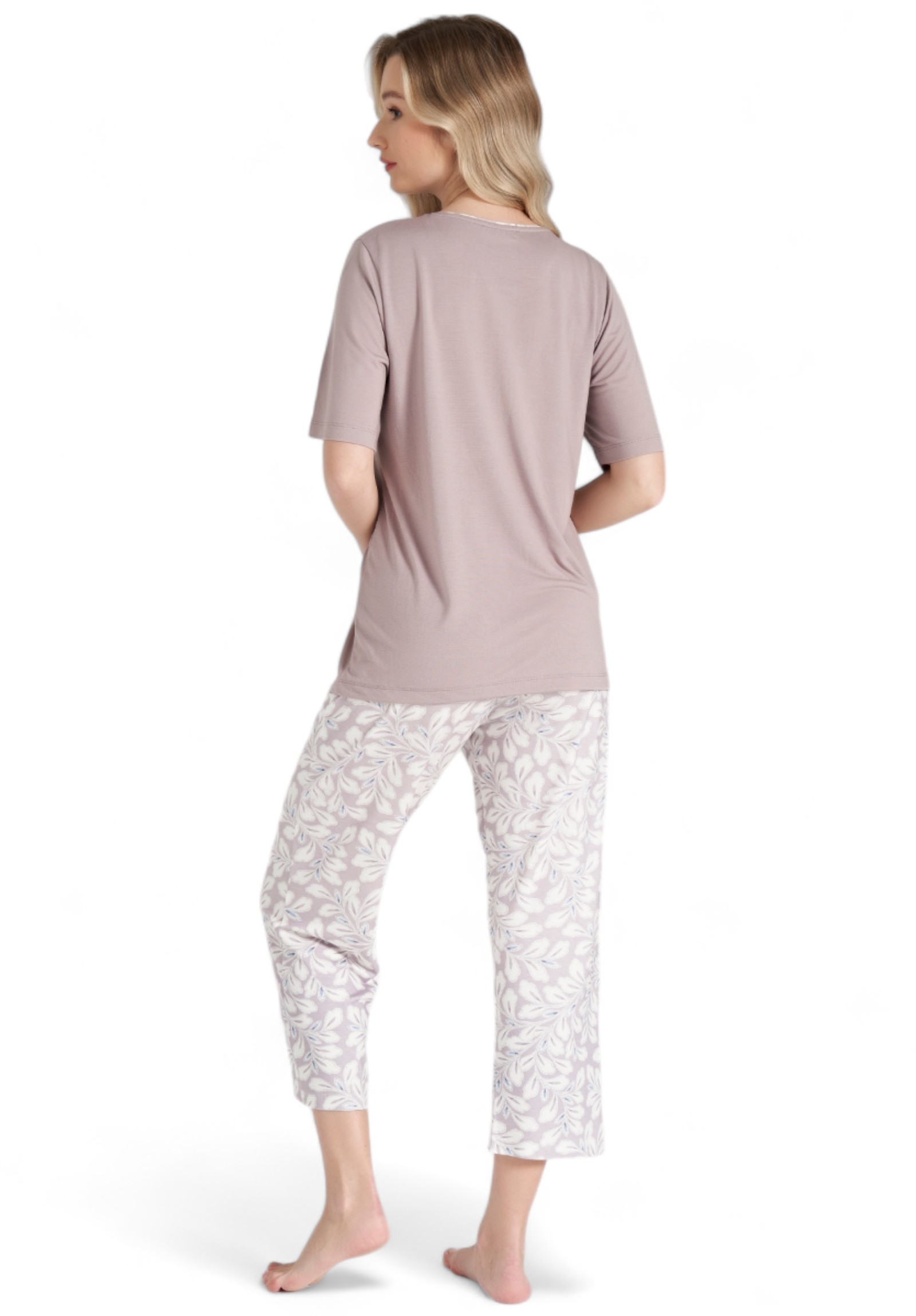 Πιτζάμα γυναικεία βισκόζ Pijadore Pastel Flower PJDR1674-Λιλά φωτογραφία