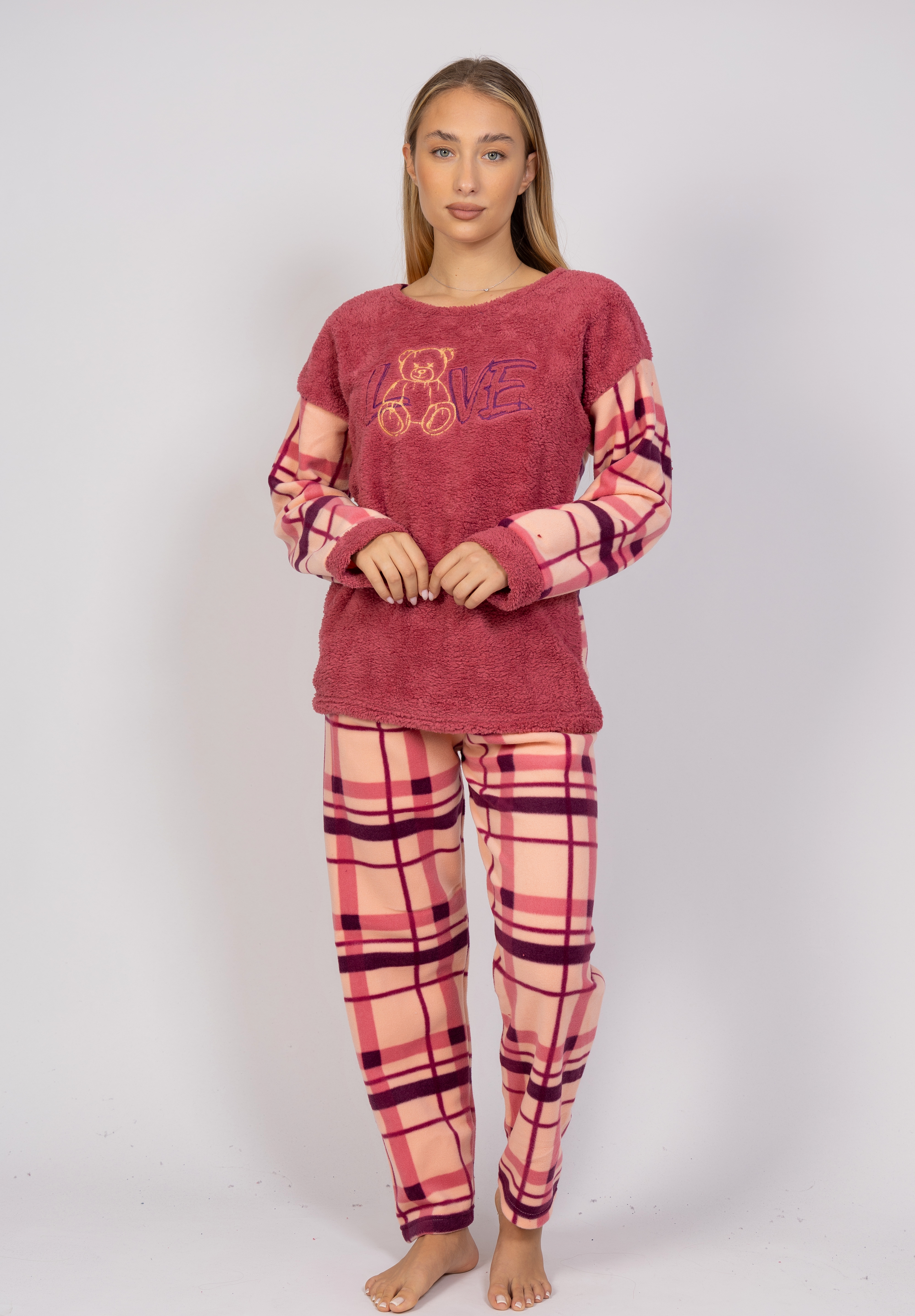 Pijamerry Πιτζάμα γυναικεία Fleece Love Bear Pink Pijammery PJMR1121-1-Ροζ