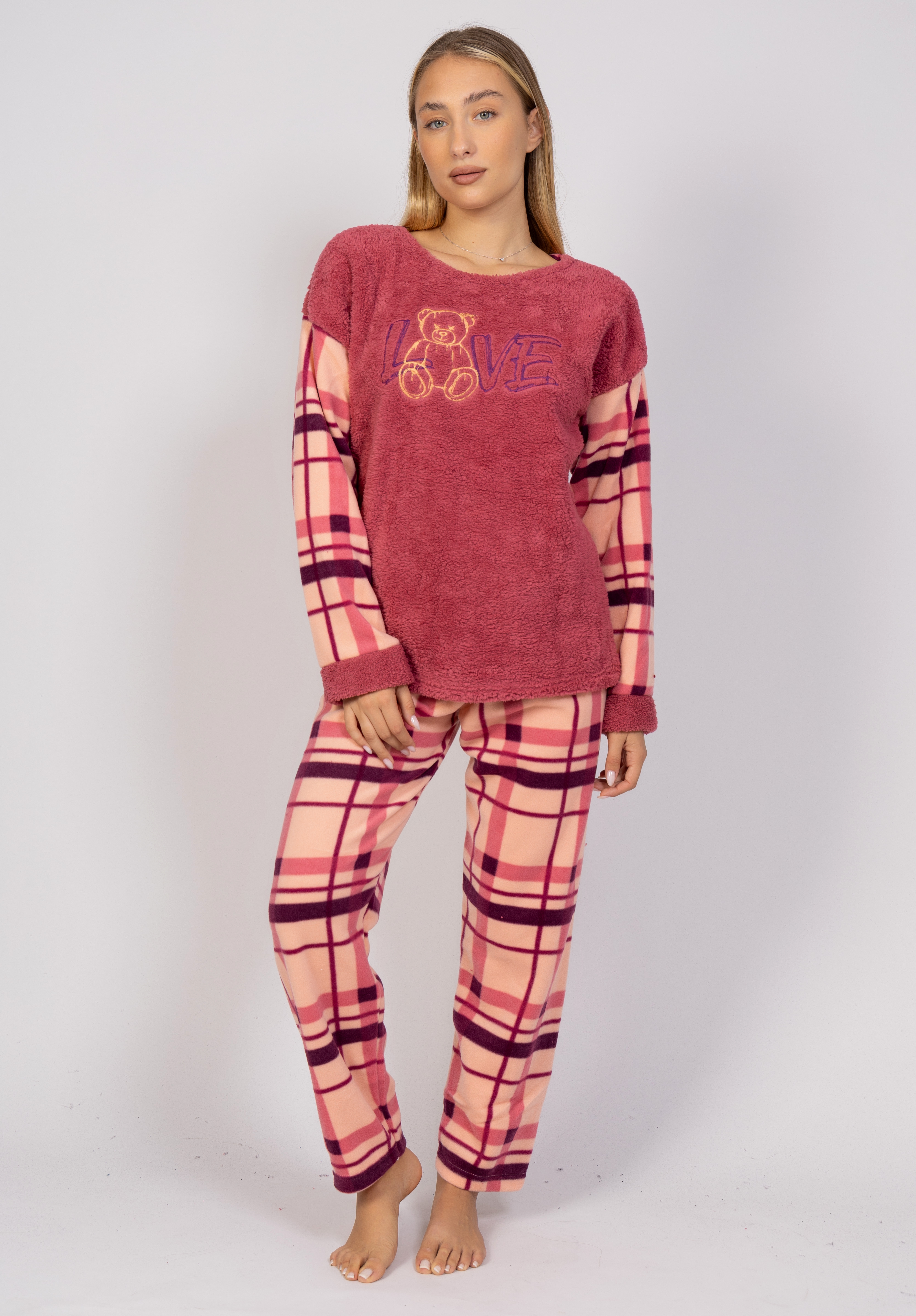 Πιτζάμα γυναικεία Fleece Love Bear Pink Pijammery PJMR1121-1-Ροζ φωτογραφία