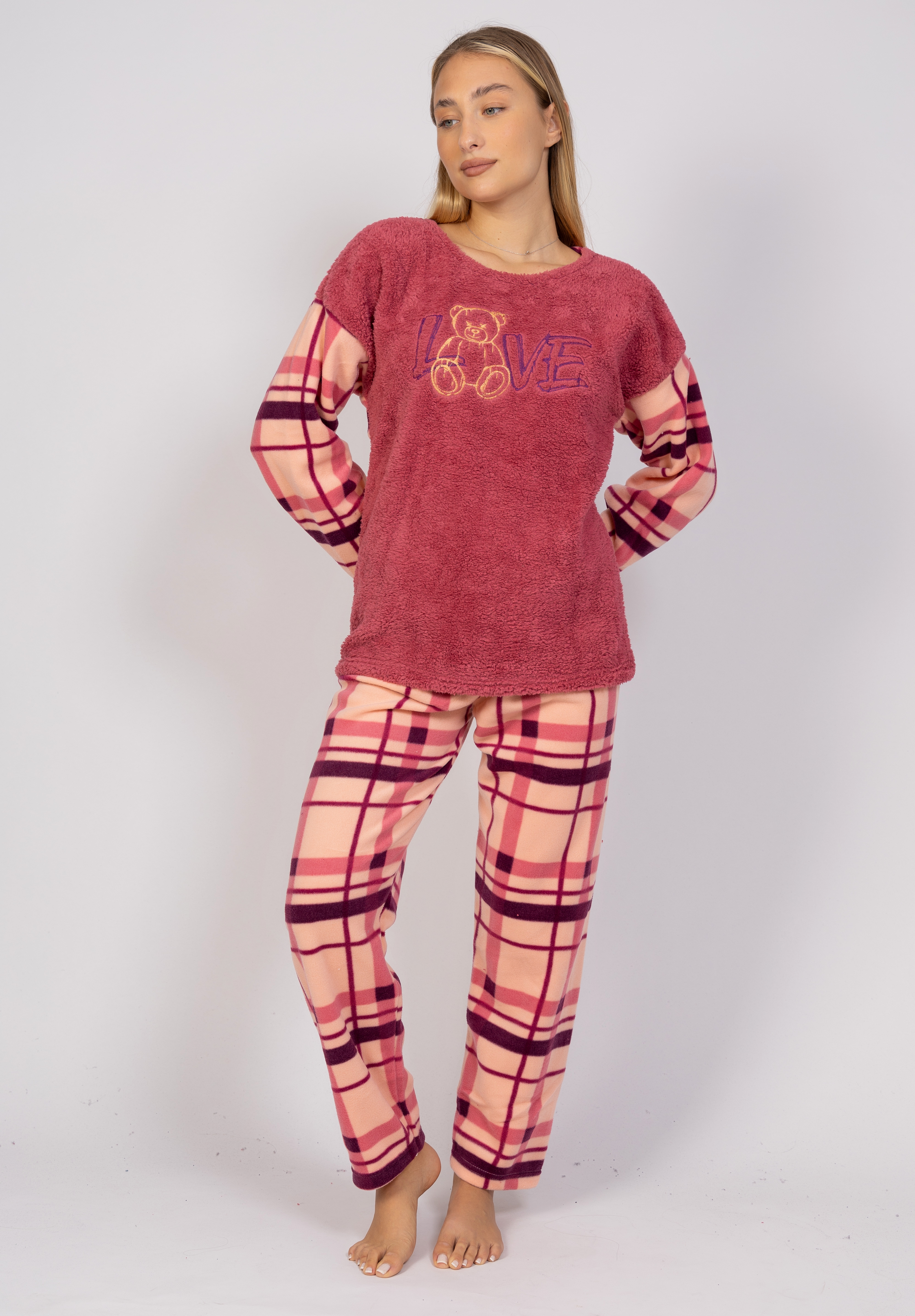 Πιτζάμα γυναικεία Fleece Love Bear Pink Pijammery PJMR1121-1-Ροζ φωτογραφία