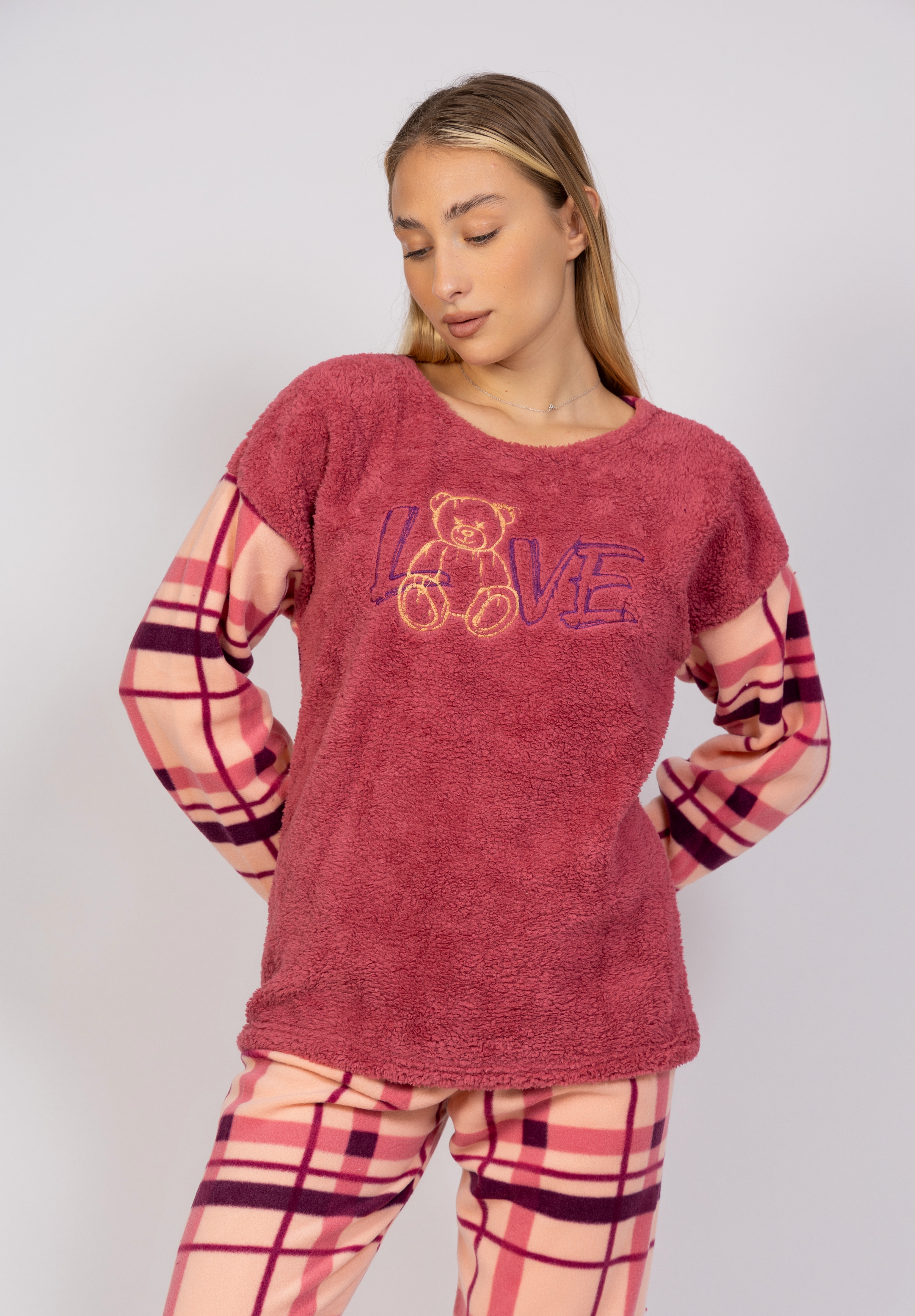 Πιτζάμα γυναικεία Fleece Love Bear Pink Pijammery PJMR1121-1-Ροζ φωτογραφία