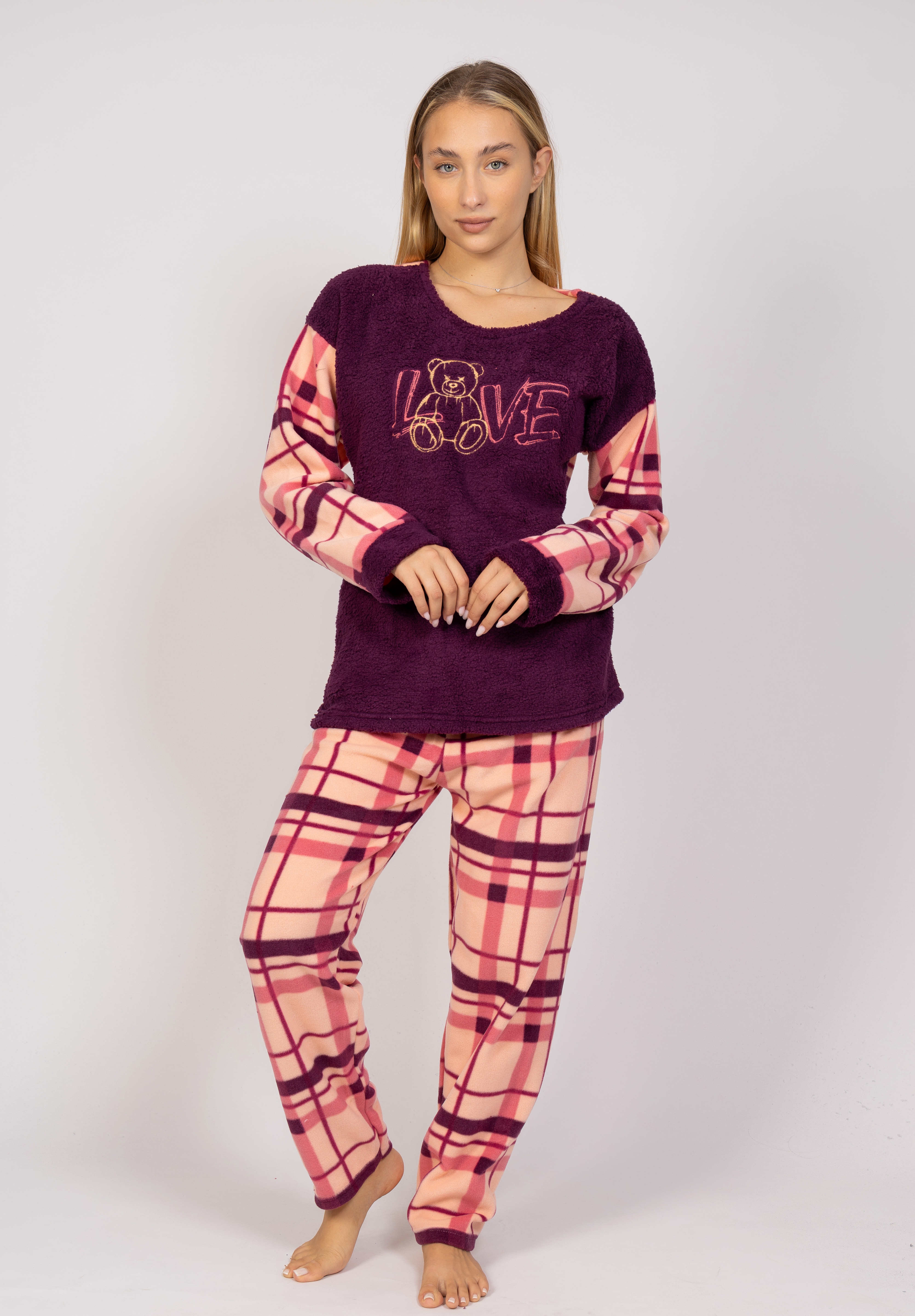  Πιτζάμα γυναικεία Fleece Love Bear Dark Red Pijammery PJMR1121-2-Μπορντώ 2025