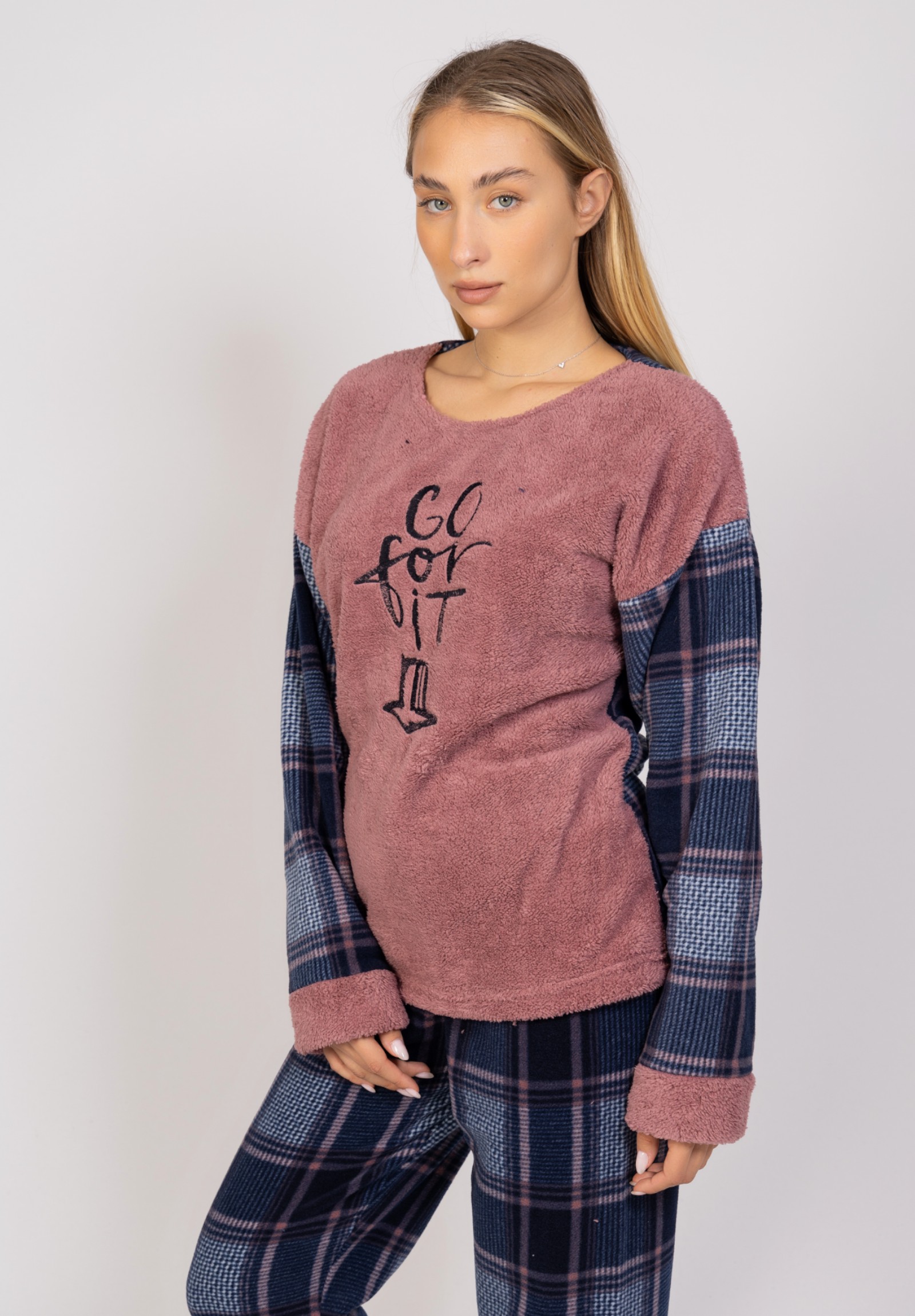 Πιτζάμα γυναικεία Fleece Go For It Pink Pijammery PJMR1122-1-Ροζ φωτογραφία