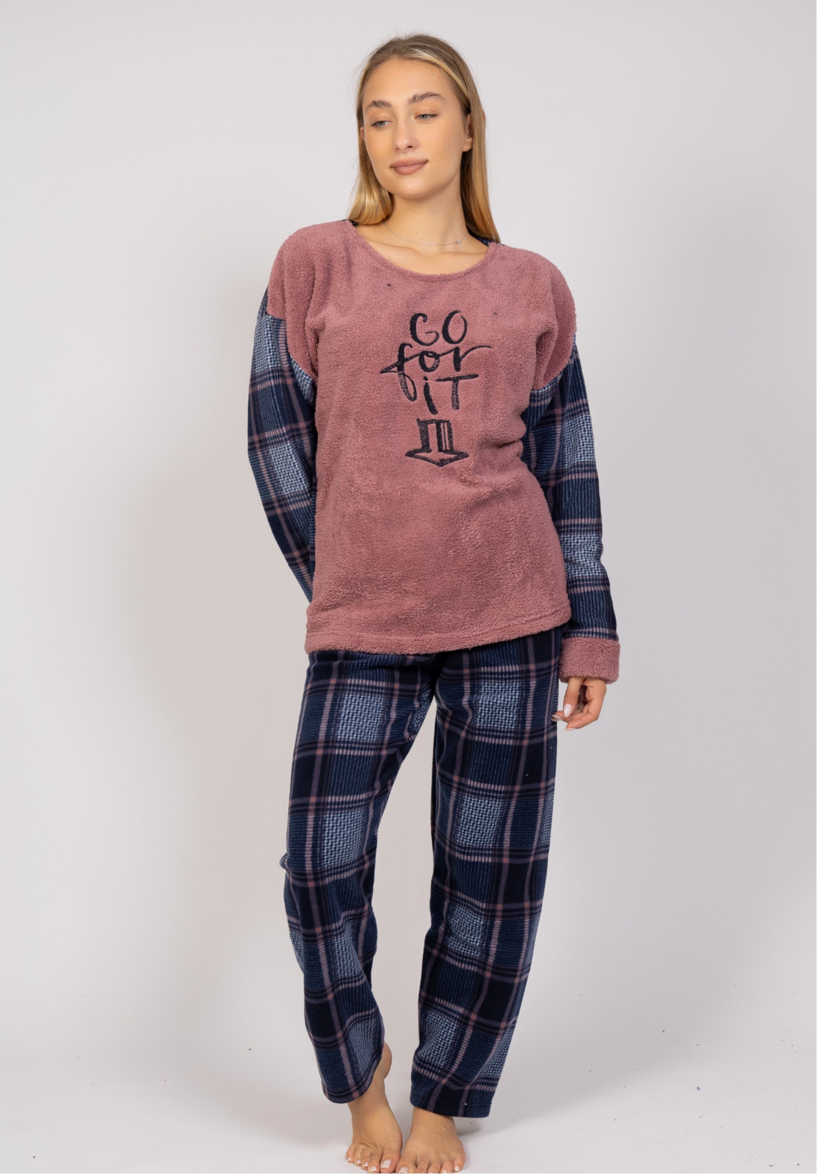 Πιτζάμα γυναικεία Fleece Go For It Pink Pijammery PJMR1122-1-Ροζ φωτογραφία