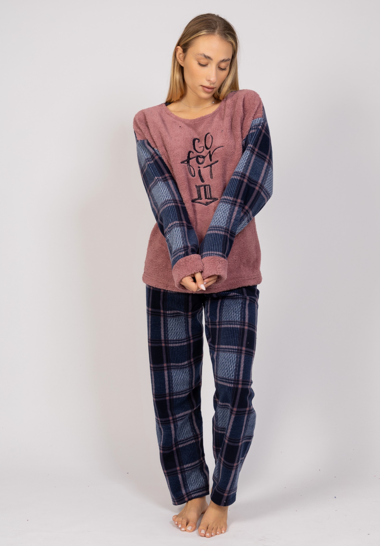 Πιτζάμα γυναικεία Fleece Go For It Pink Pijammery PJMR1122-1-Ροζ φωτογραφία