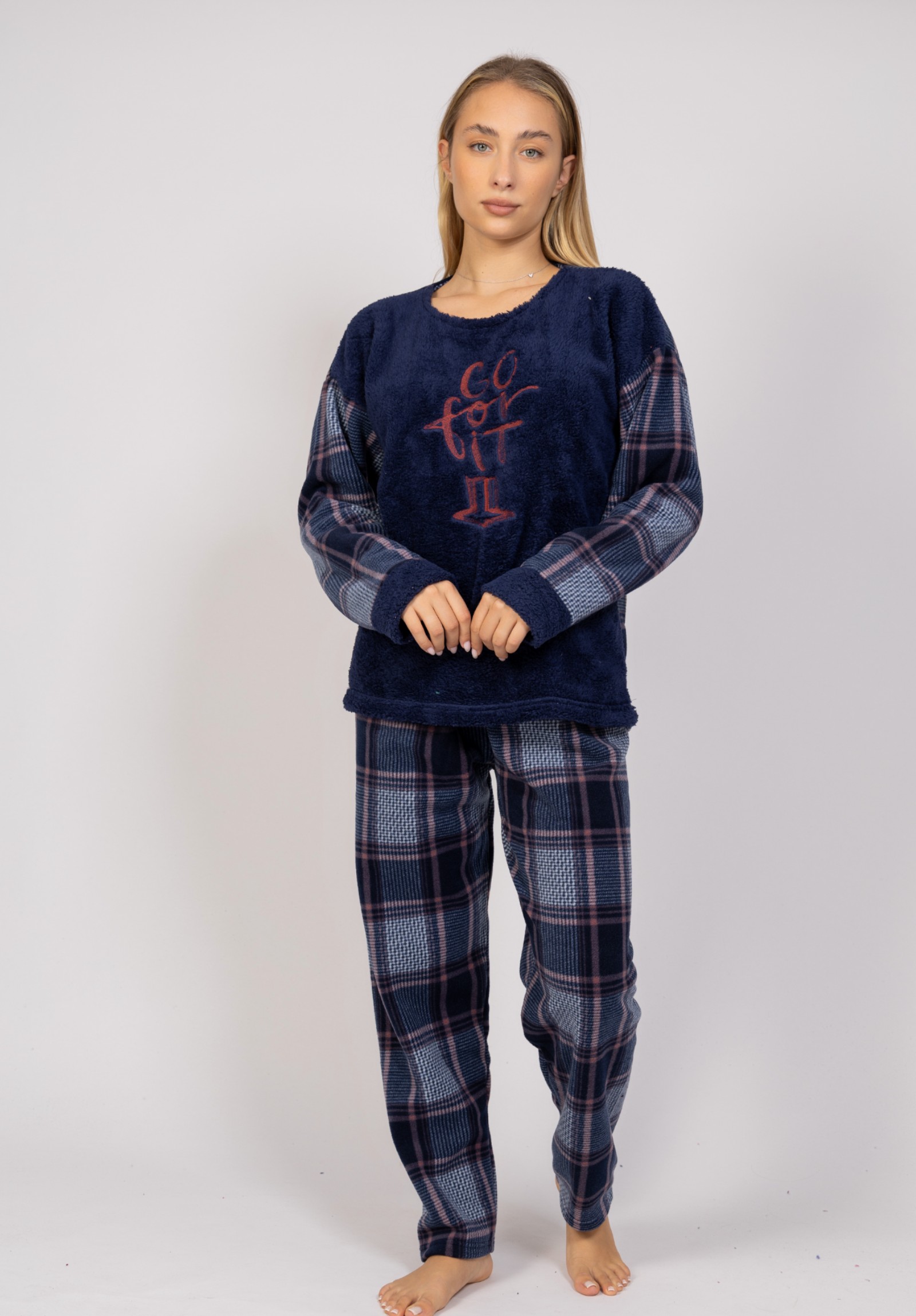  Πιτζάμα γυναικεία Fleece Go For It Blue Pijammery PJMR1122-2-Μπλε 2025