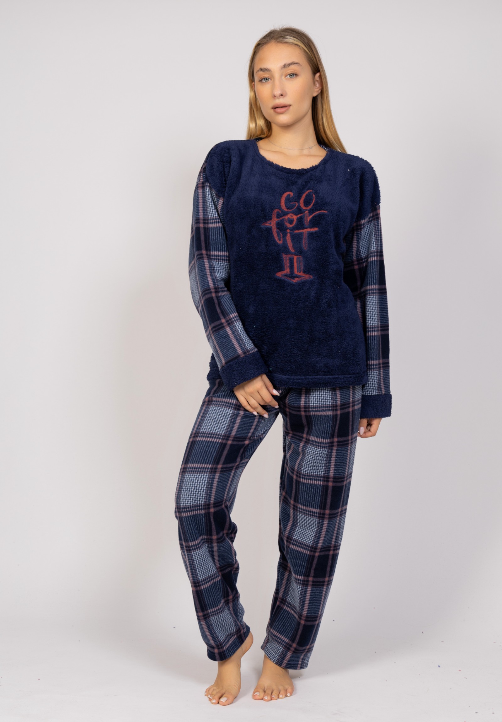 Πιτζάμα γυναικεία Fleece Go For It Blue Pijammery PJMR1122-2-Μπλε φωτογραφία