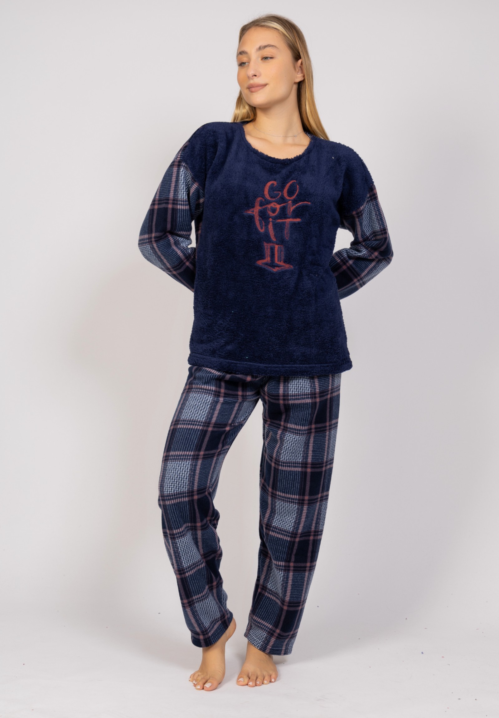 Πιτζάμα γυναικεία Fleece Go For It Blue Pijammery PJMR1122-2-Μπλε φωτογραφία