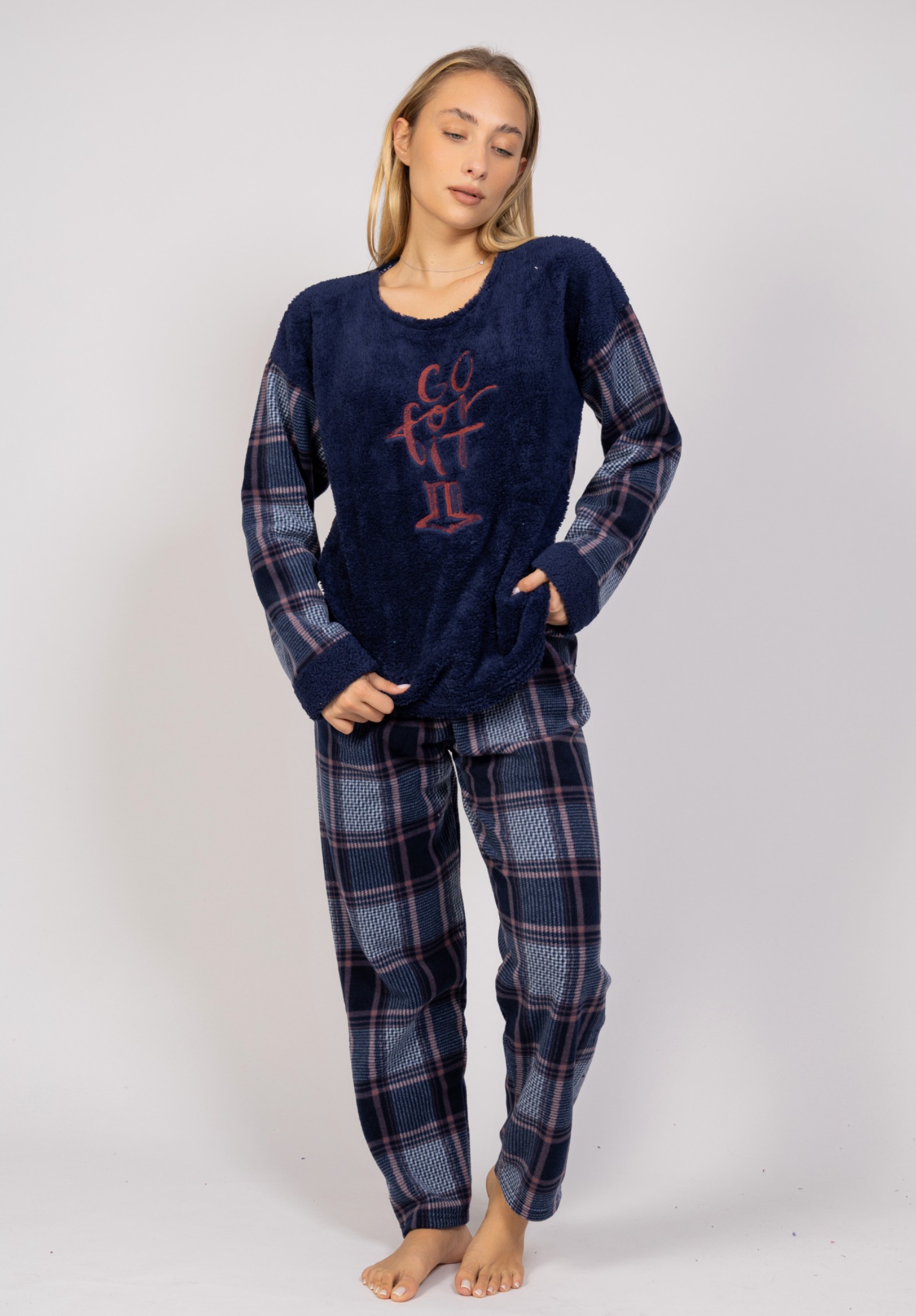 Πιτζάμα γυναικεία Fleece Go For It Blue Pijammery PJMR1122-2-Μπλε φωτογραφία