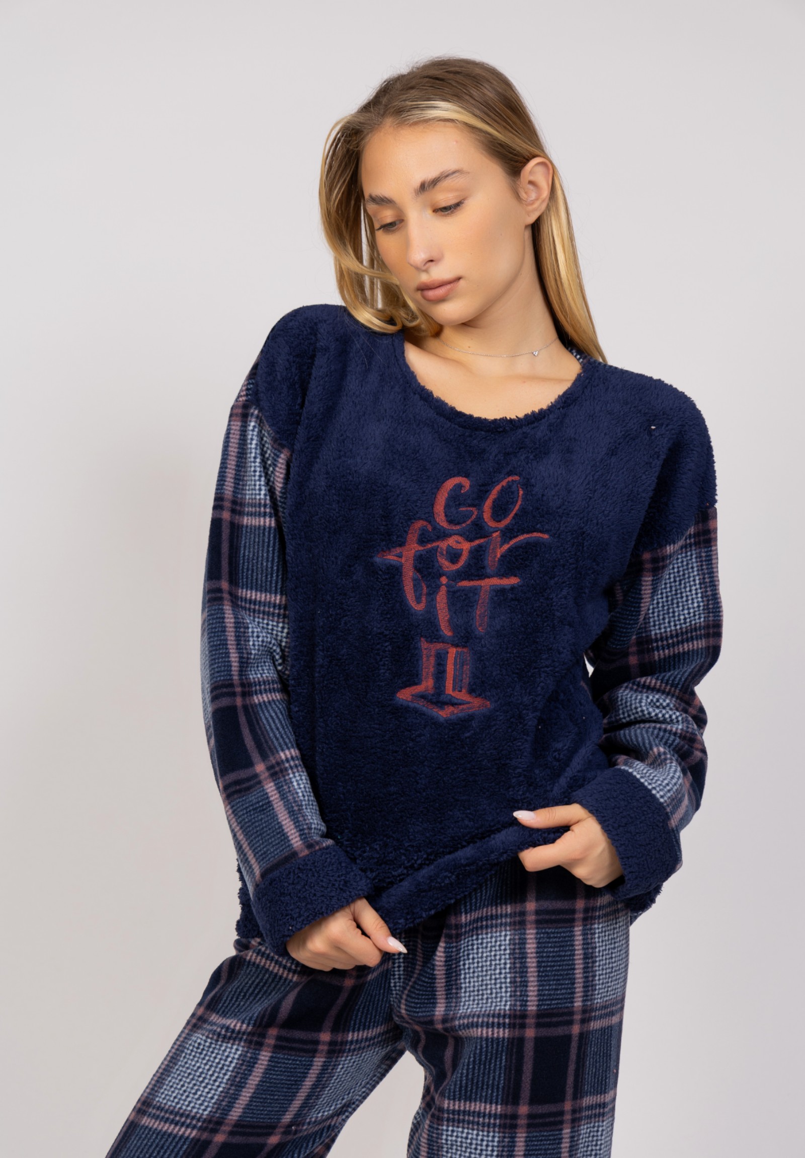 Πιτζάμα γυναικεία Fleece Go For It Blue Pijammery PJMR1122-2-Μπλε φωτογραφία