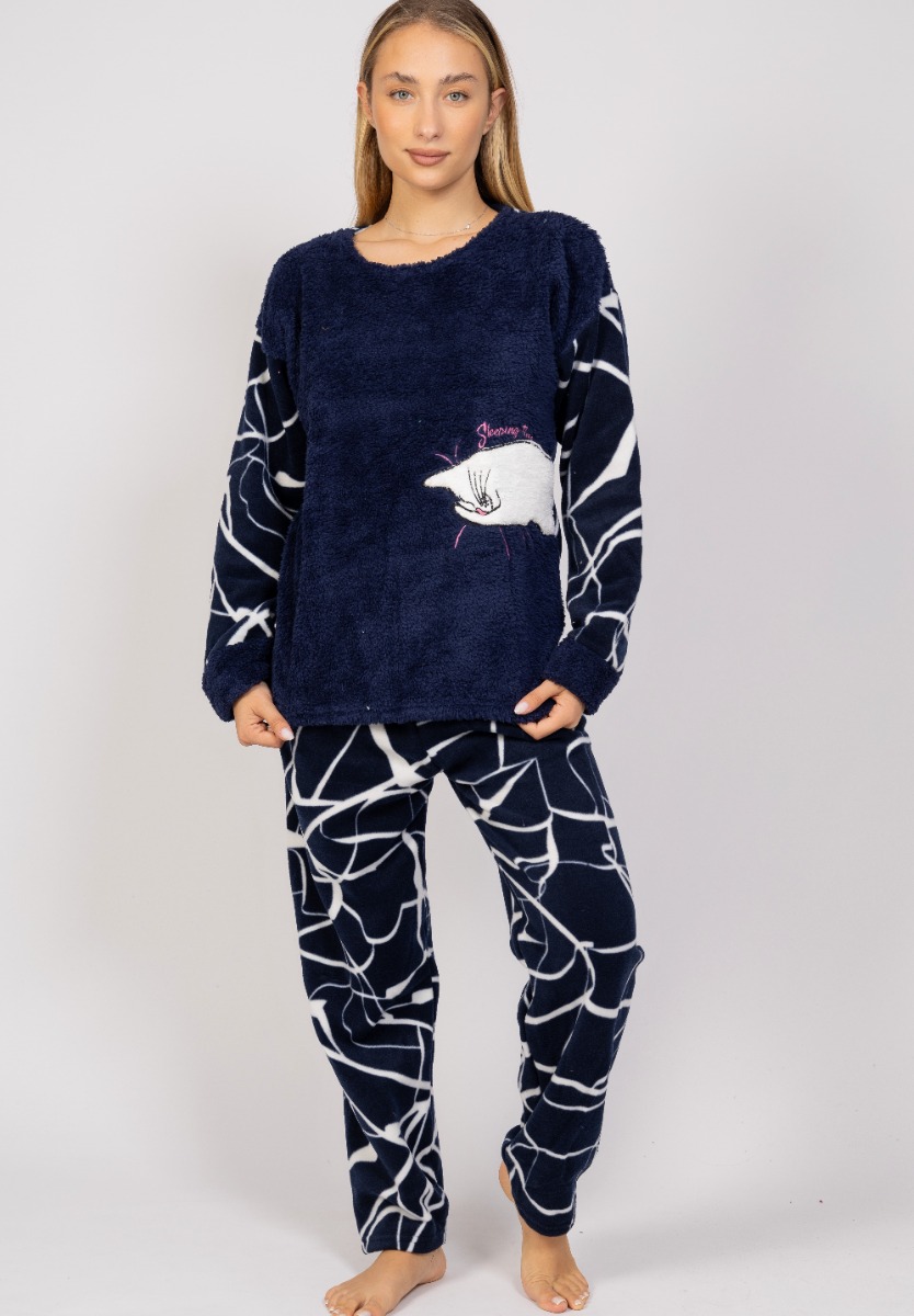  Πιτζάμα γυναικεία Fleece Sleeping Time Pijammery PJMR1126-Μπλε 2025