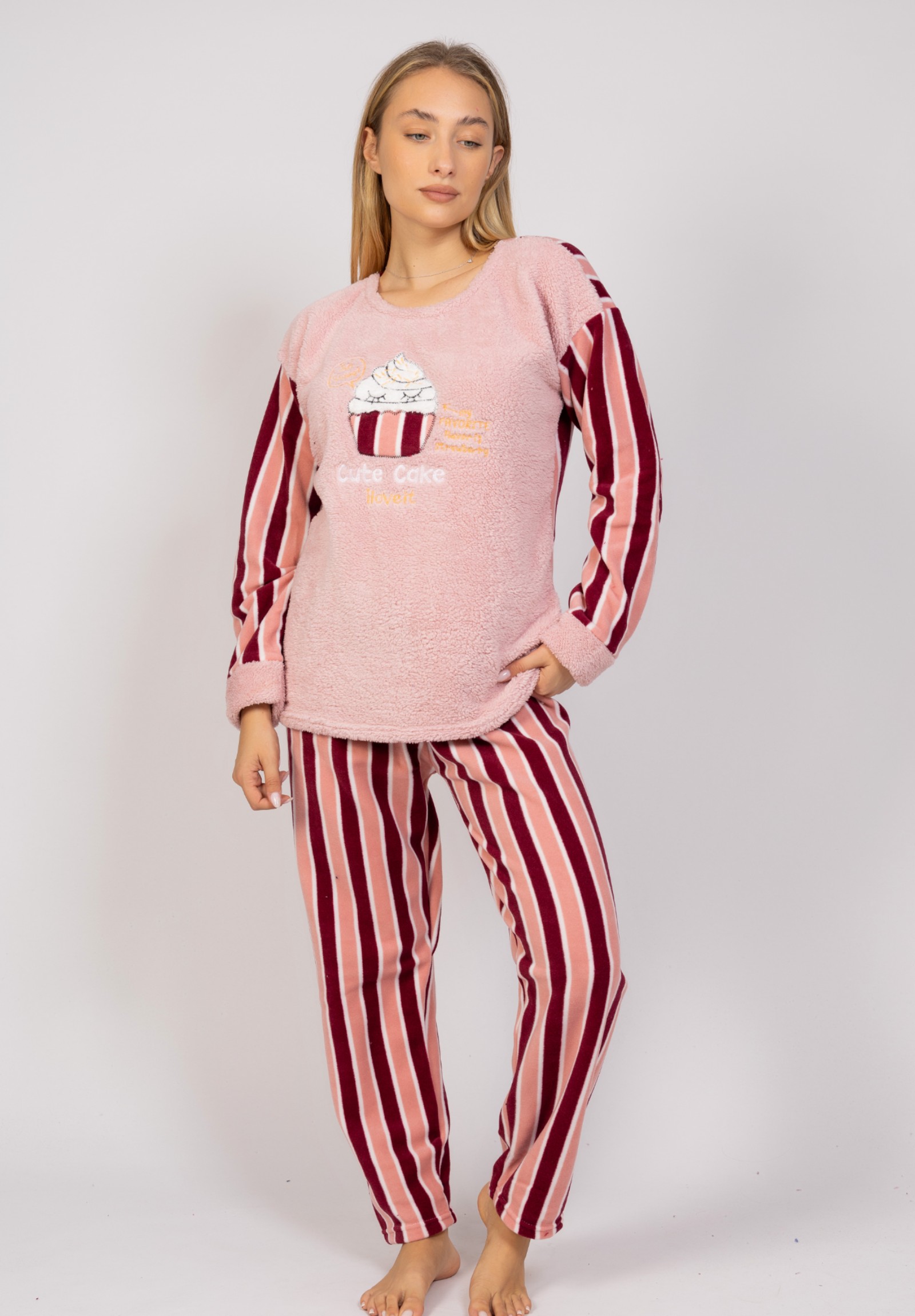  Πιτζάμα γυναικεία Fleece Cute Capcake Pijammery PJMR1133-Ροζ 2025