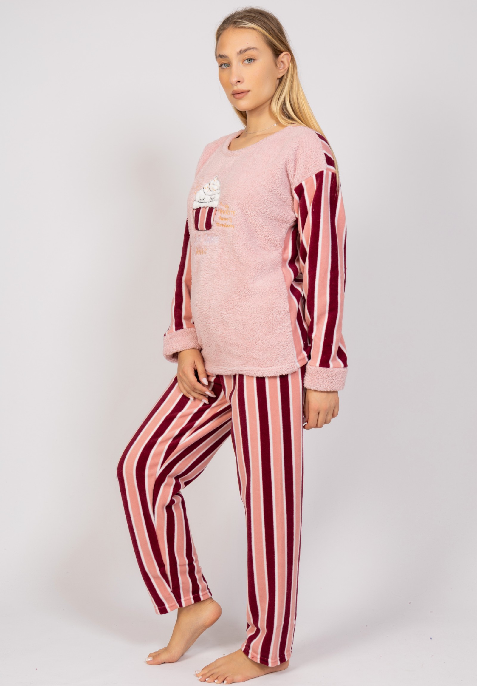 Πιτζάμα γυναικεία Fleece Cute Capcake Pijammery PJMR1133-Ροζ φωτογραφία