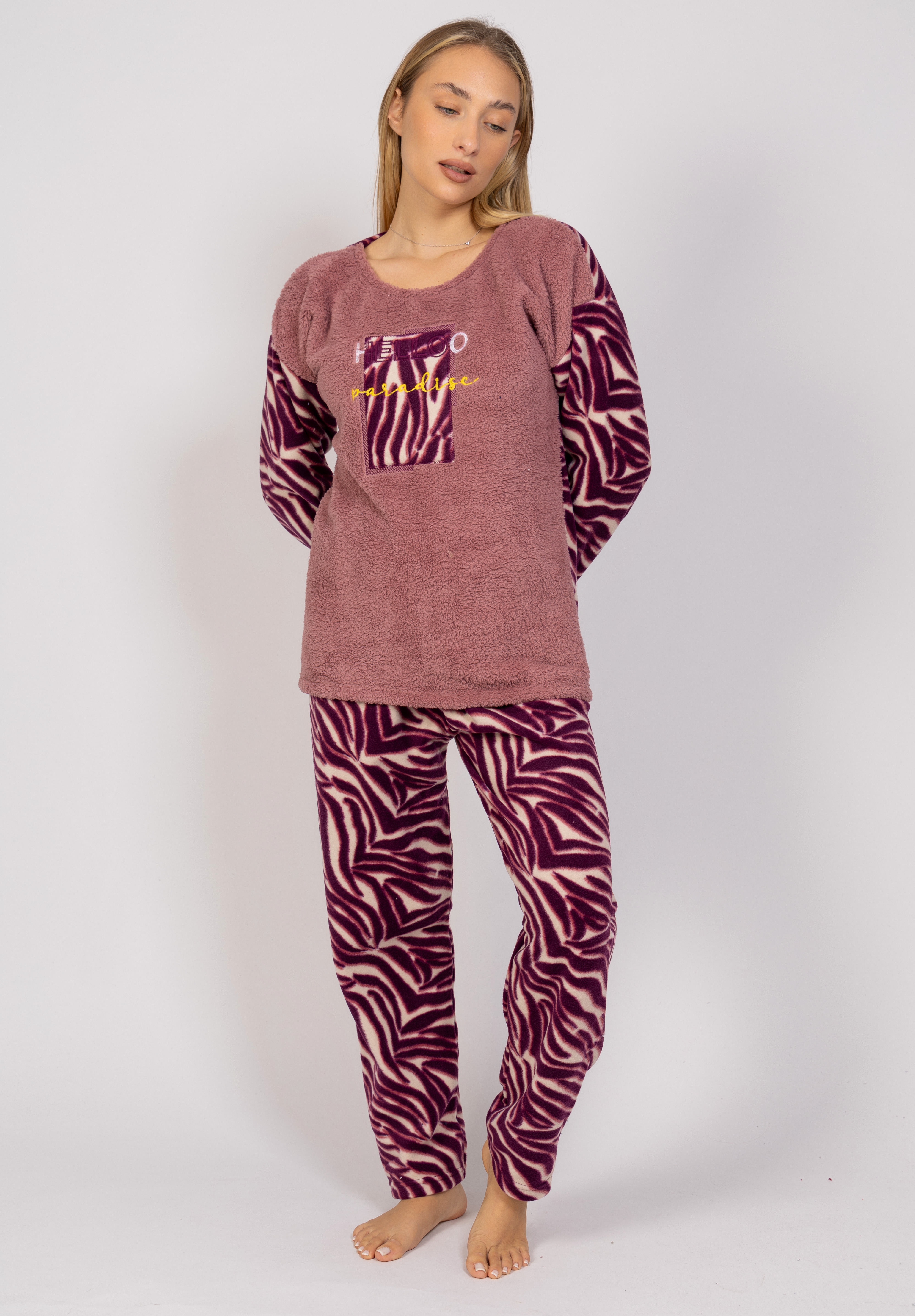Πιτζάμα γυναικεία Fleece Hello Paradise Pijammery PJMR1139-Ροζ φωτογραφία