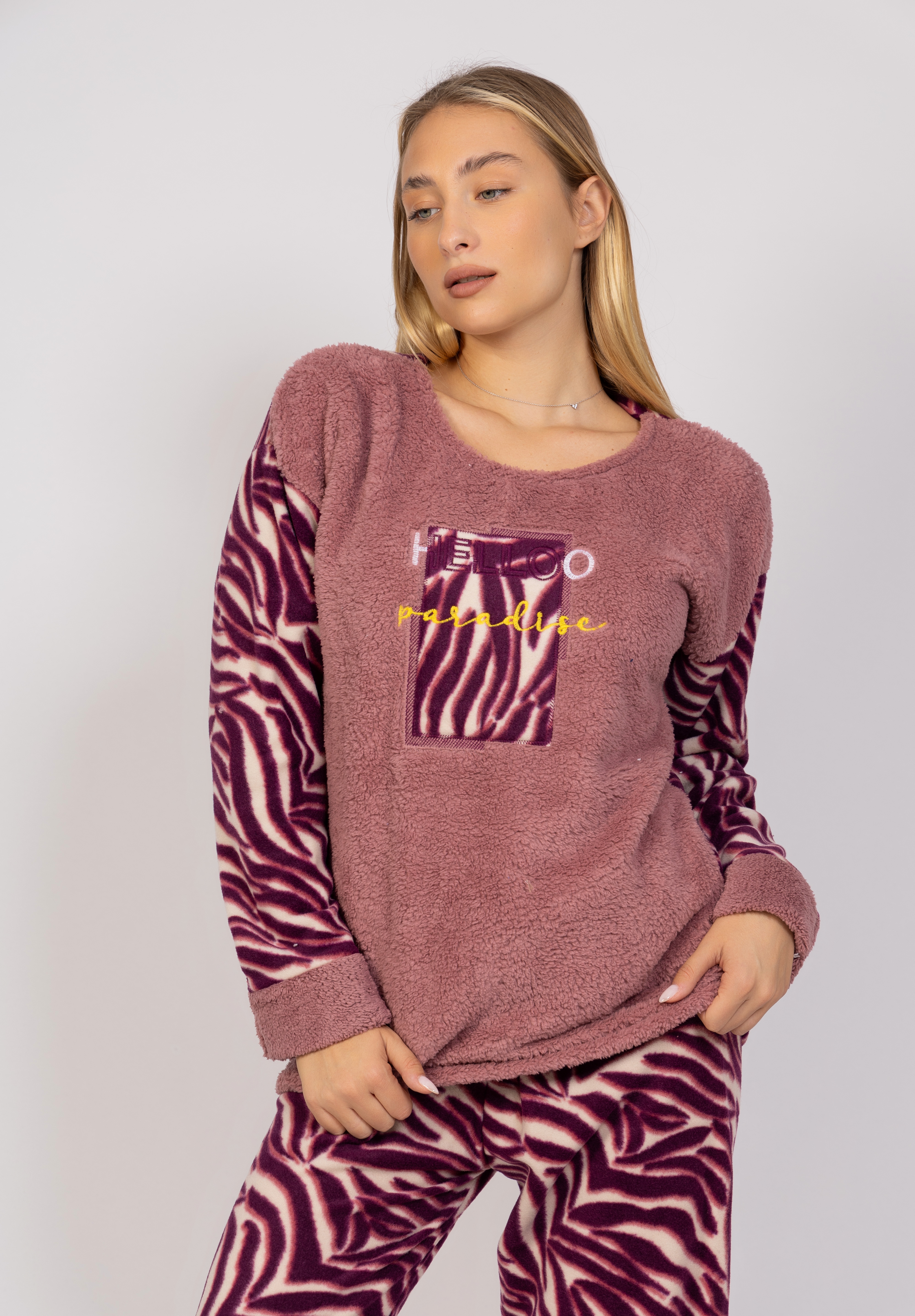 Πιτζάμα γυναικεία Fleece Hello Paradise Pijammery PJMR1139-Ροζ φωτογραφία