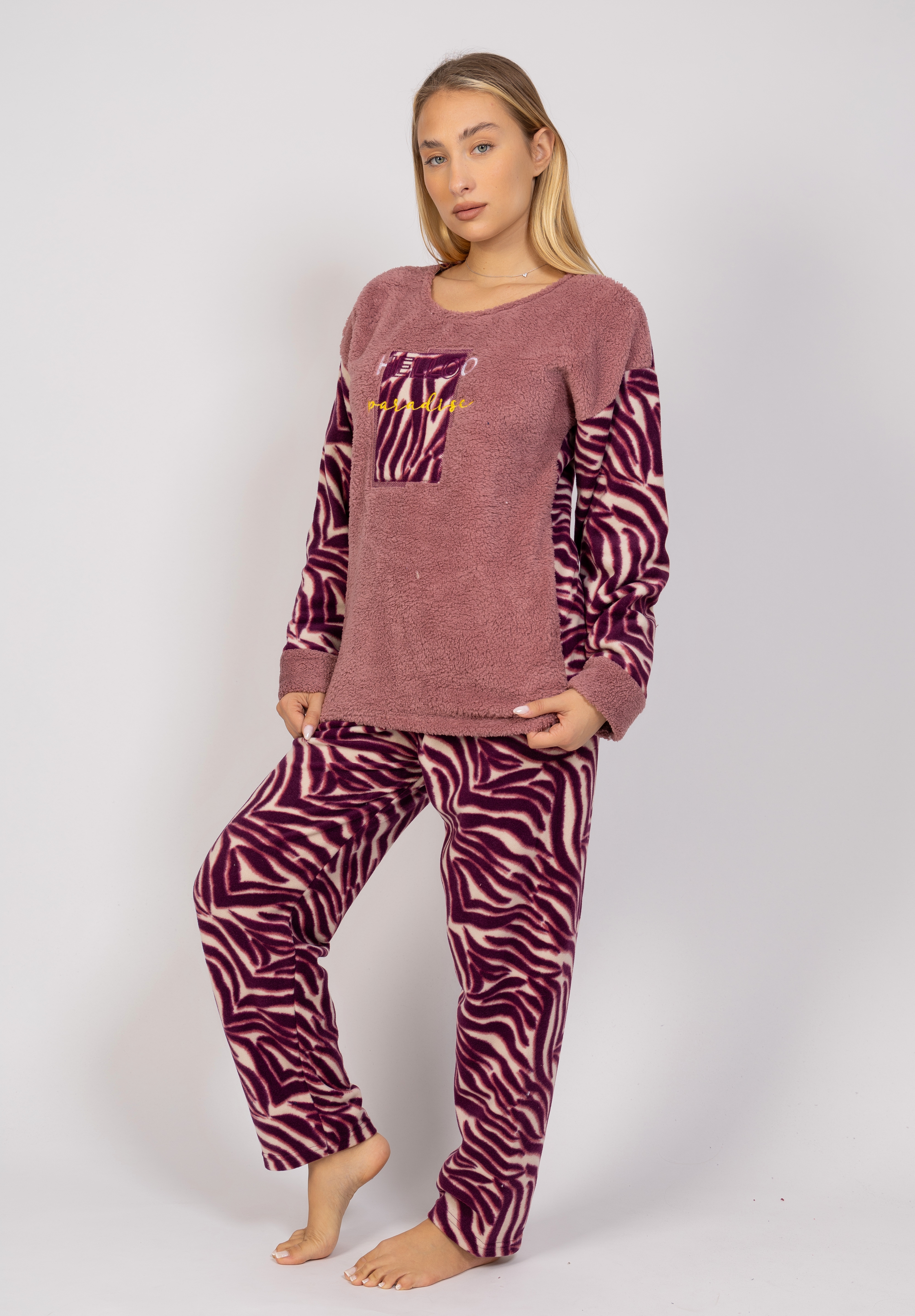 Πιτζάμα γυναικεία Fleece Hello Paradise Pijammery PJMR1139-Ροζ φωτογραφία
