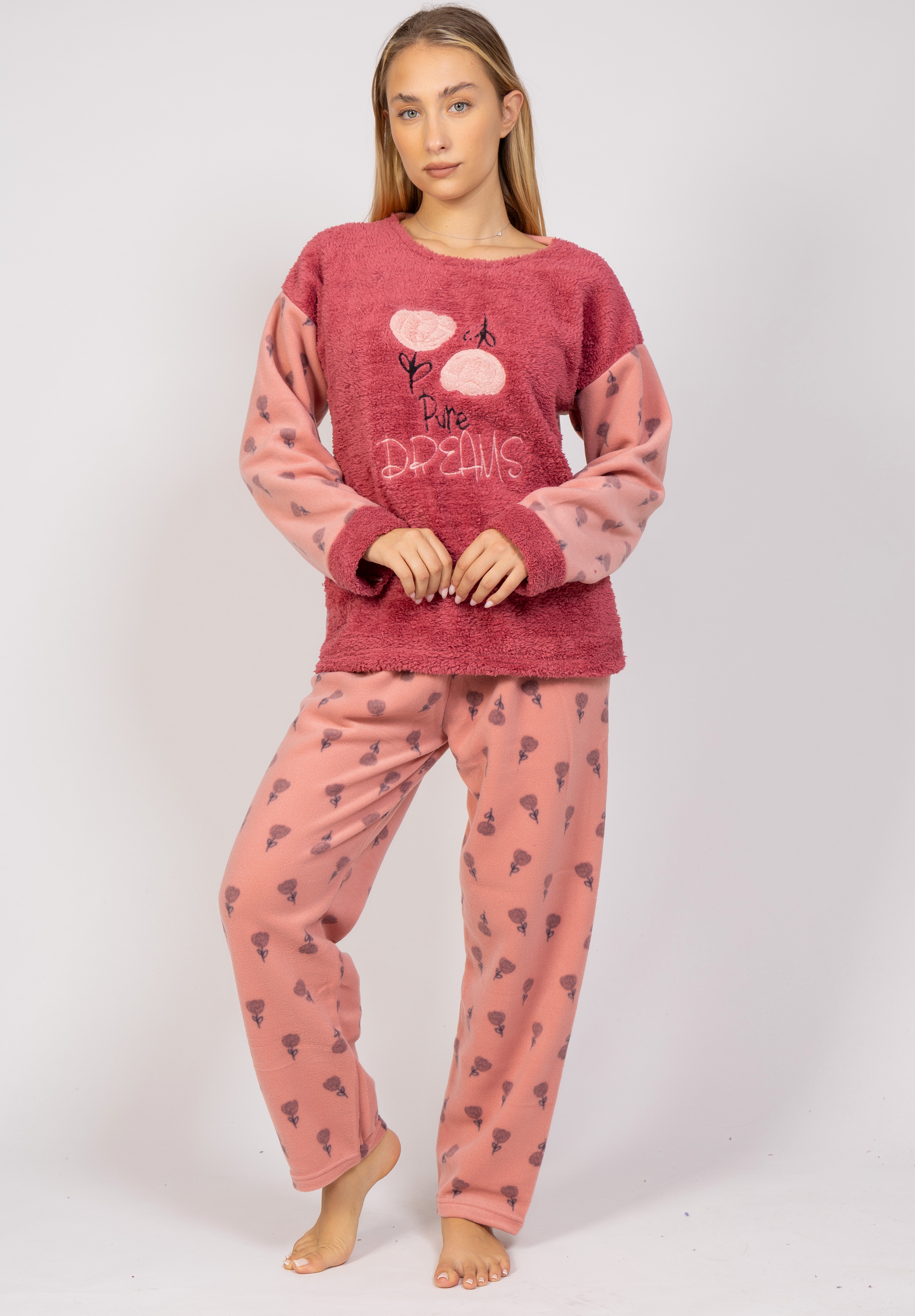 Πιτζάμα γυναικεία Fleece Pure Dreams Pijammery PJMR1147-Ροζ φωτογραφία