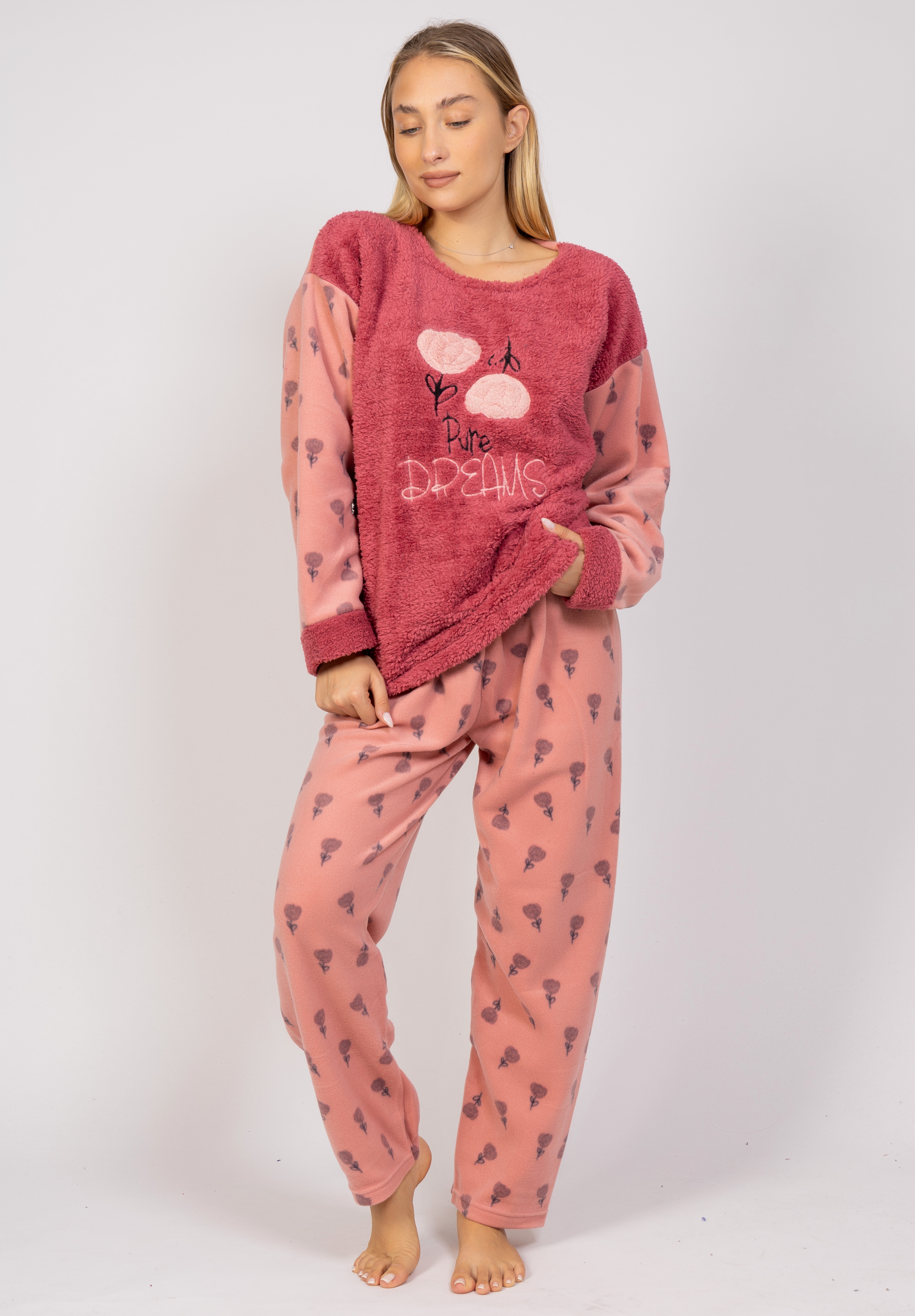 Πιτζάμα γυναικεία Fleece Pure Dreams Pijammery PJMR1147-Ροζ φωτογραφία