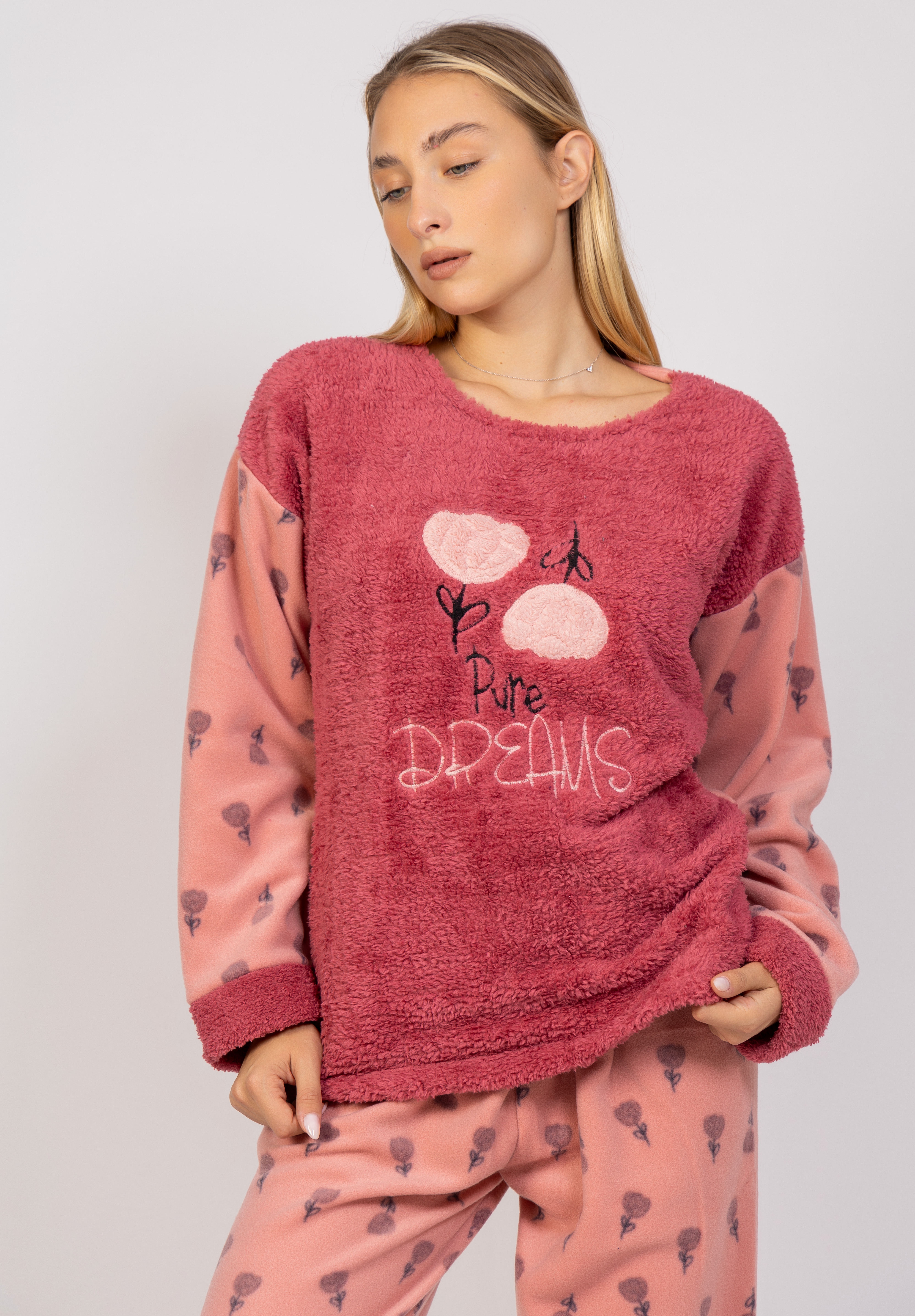 Πιτζάμα γυναικεία Fleece Pure Dreams Pijammery PJMR1147-Ροζ φωτογραφία