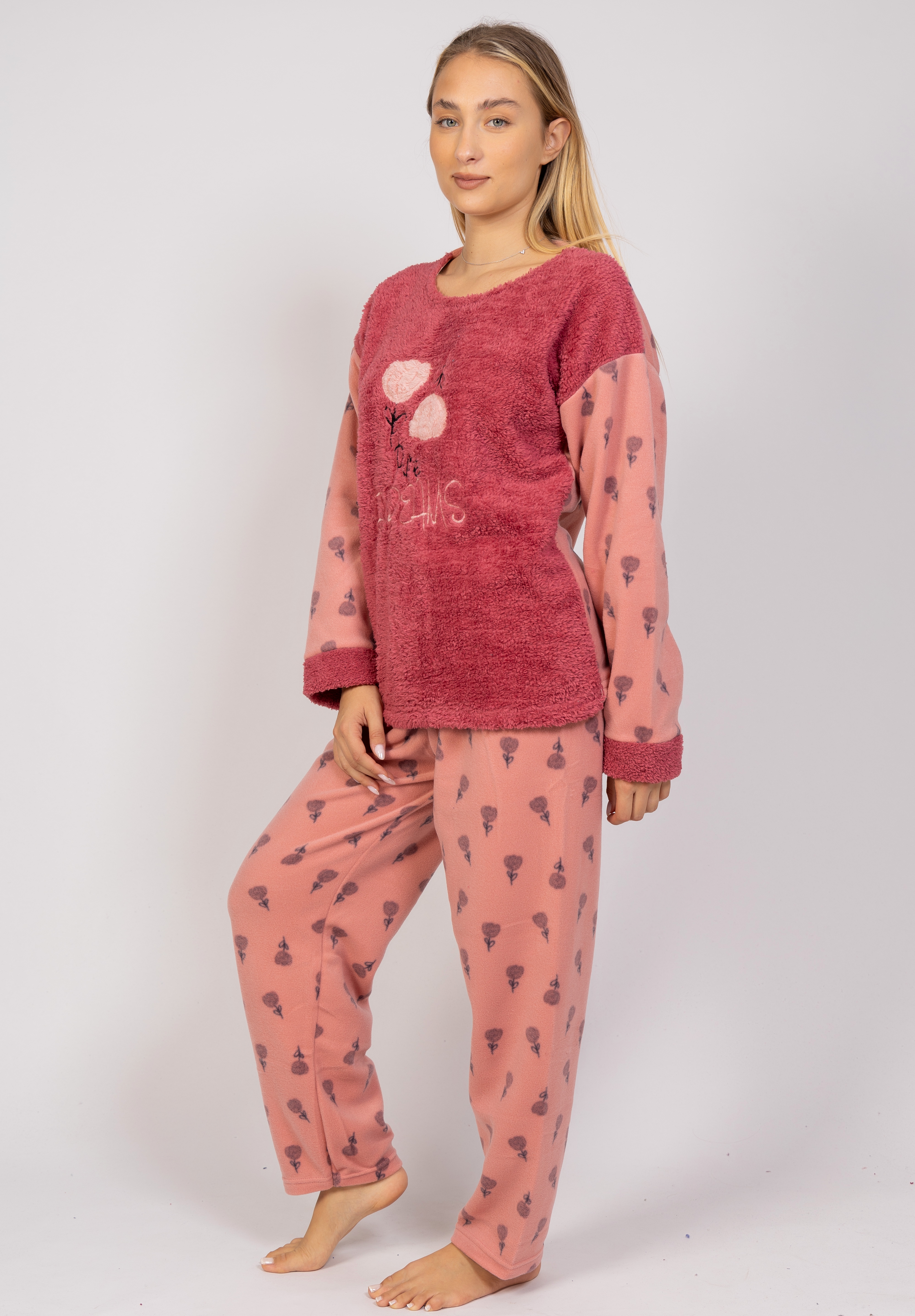 Πιτζάμα γυναικεία Fleece Pure Dreams Pijammery PJMR1147-Ροζ φωτογραφία