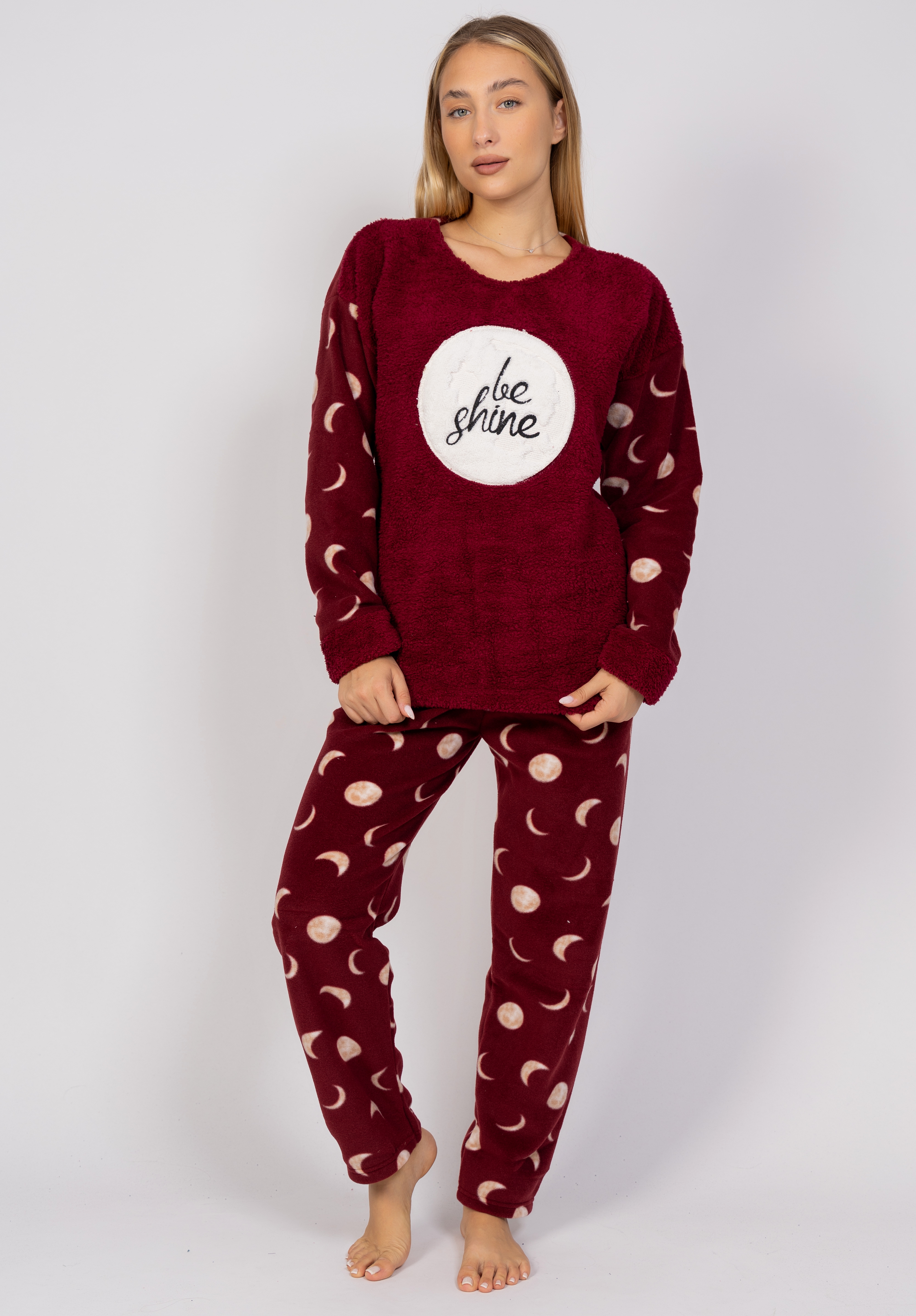 Πιτζάμα γυναικεία Fleece Be Shine Dark Red Pijammery PJMR1153-Μπορντώ φωτογραφία