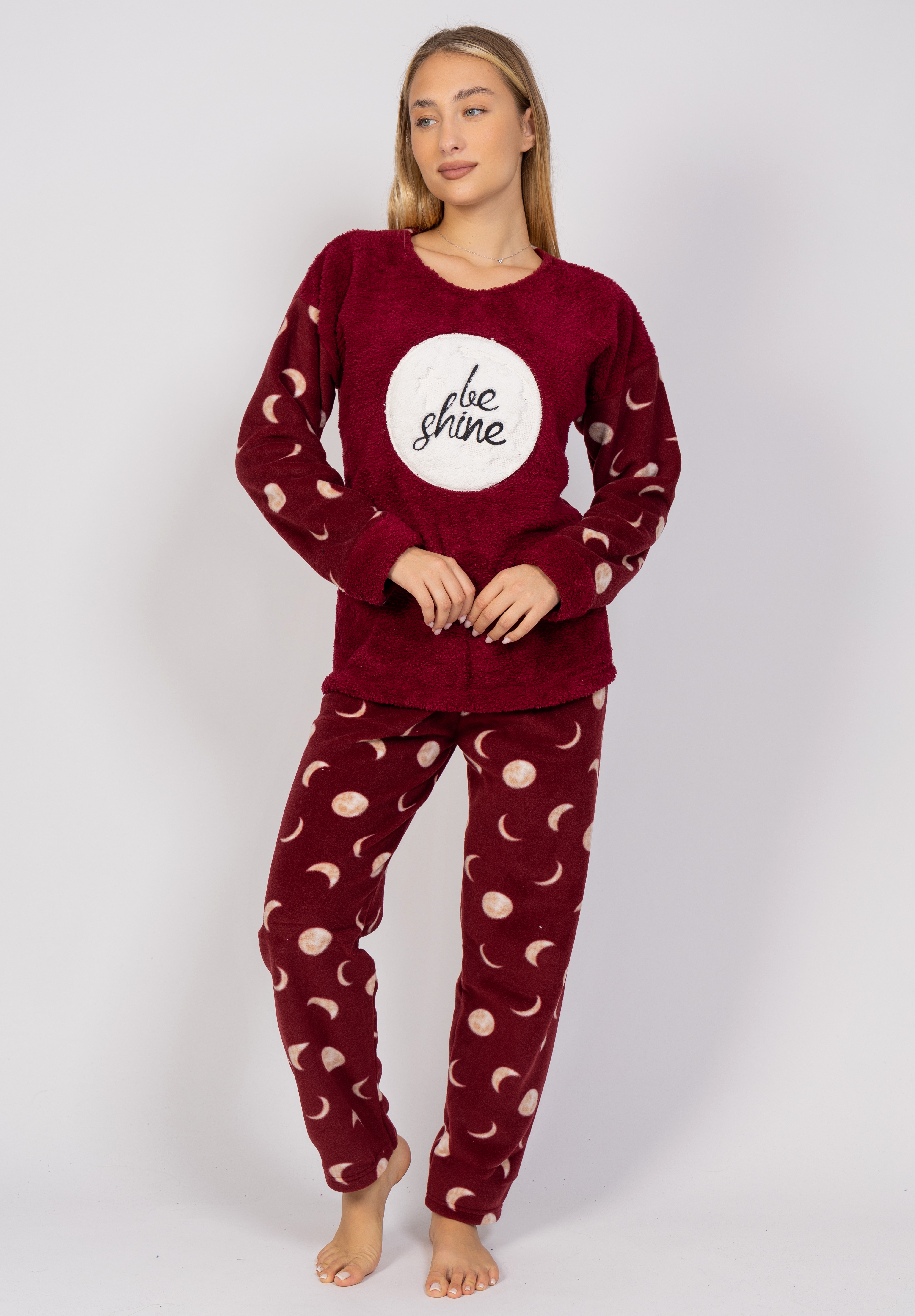  Πιτζάμα γυναικεία Fleece Be Shine Dark Red Pijammery PJMR1153-Μπορντώ 2025